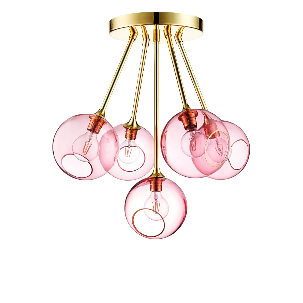 BALLROOM MOLECULE chandelier in pink with gold finish [Amelia]