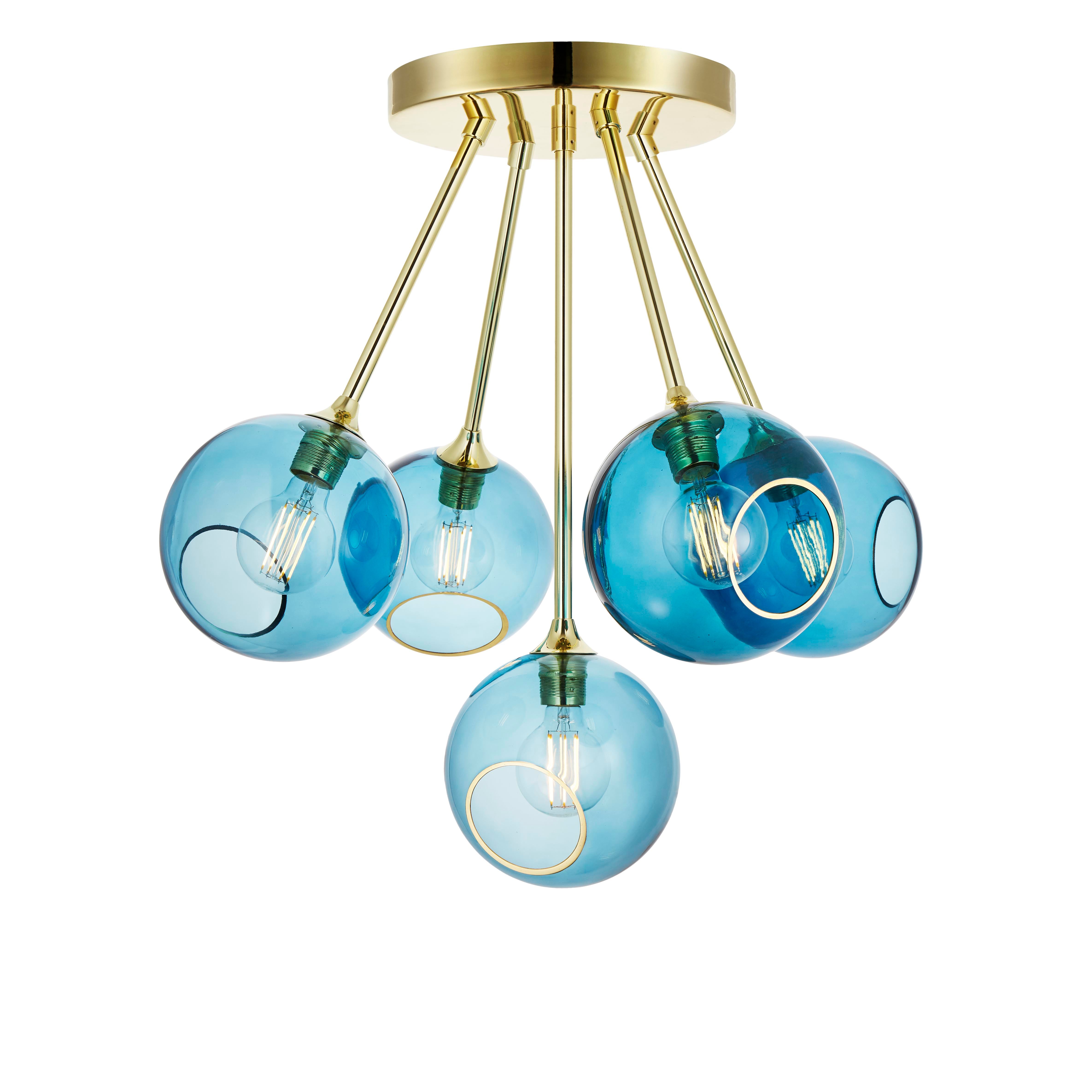 Kronleuchter BALLROOM MOLECULE blau mit goldener Veredelung [Amelia]
