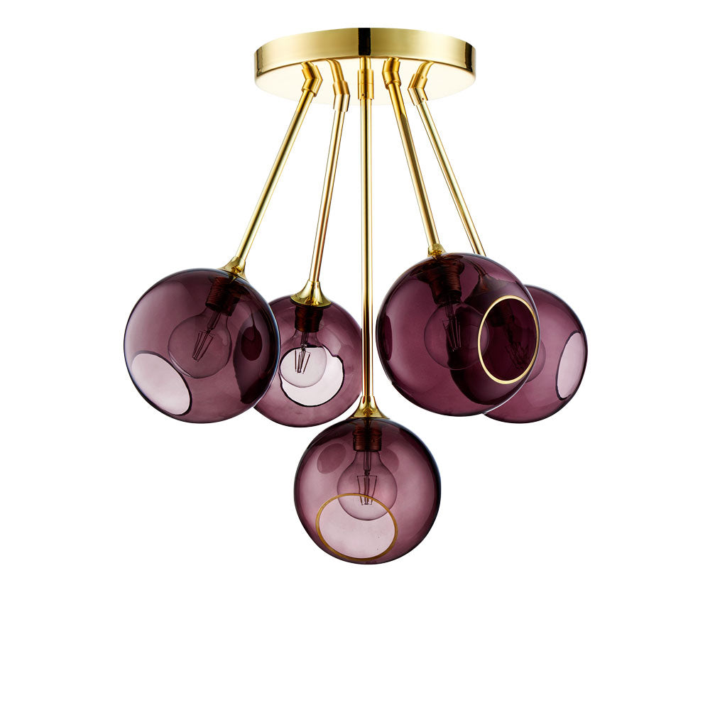 Lampa wisząca BALLROOM MOLECULE śliwkowy ze złotym wykończeniem