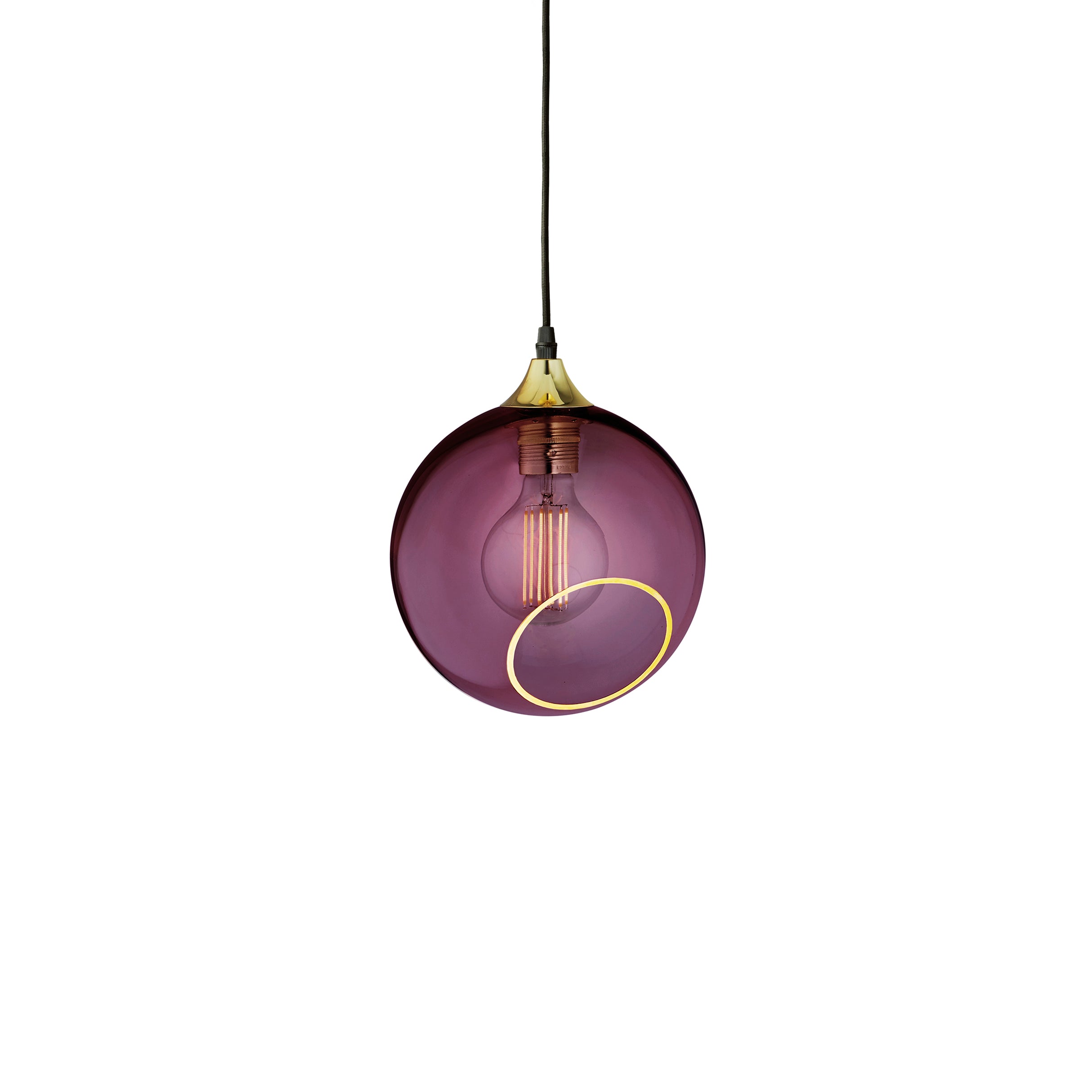 Lampa wisząca BALLROOM śliwkowy ze złotym wykończeniem