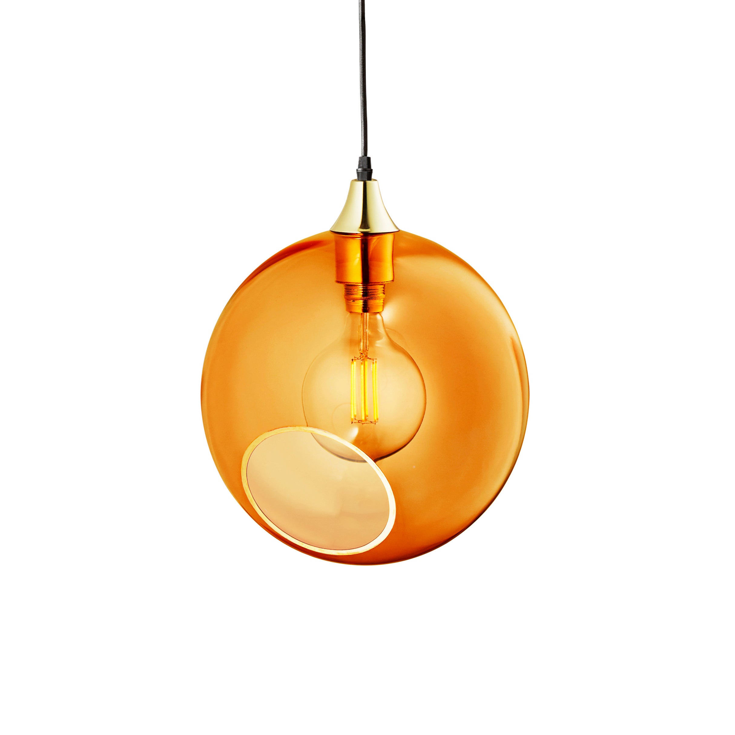 Lampa wisząca BALLROOM bursztynowy ze złotym wykończeniem