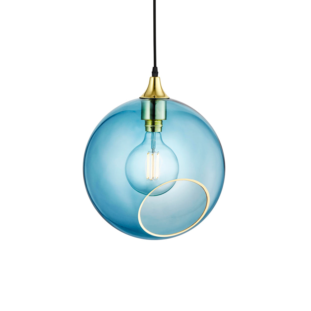 Lampa wisząca BALLROOM błękitny ze złotym wykończeniem