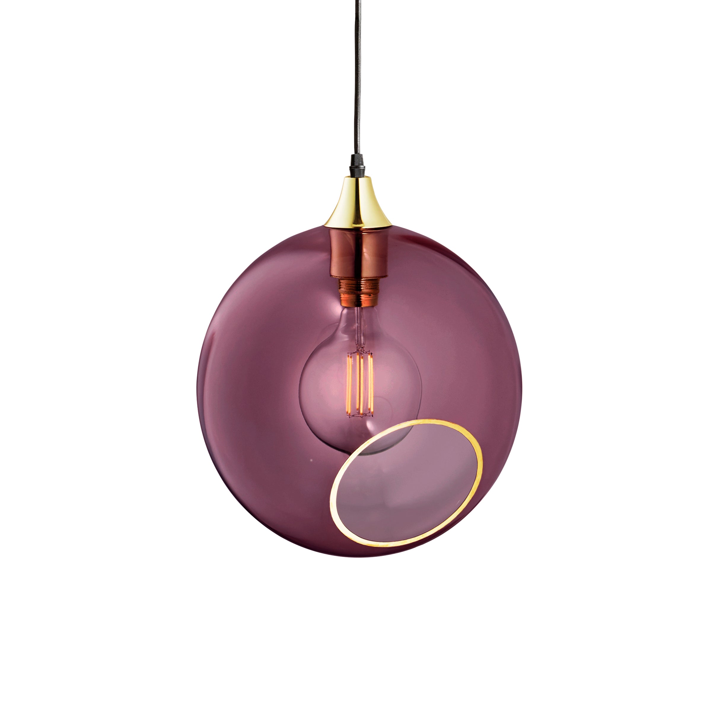 Lampa wisząca BALLROOM śliwkowy ze złotym wykończeniem