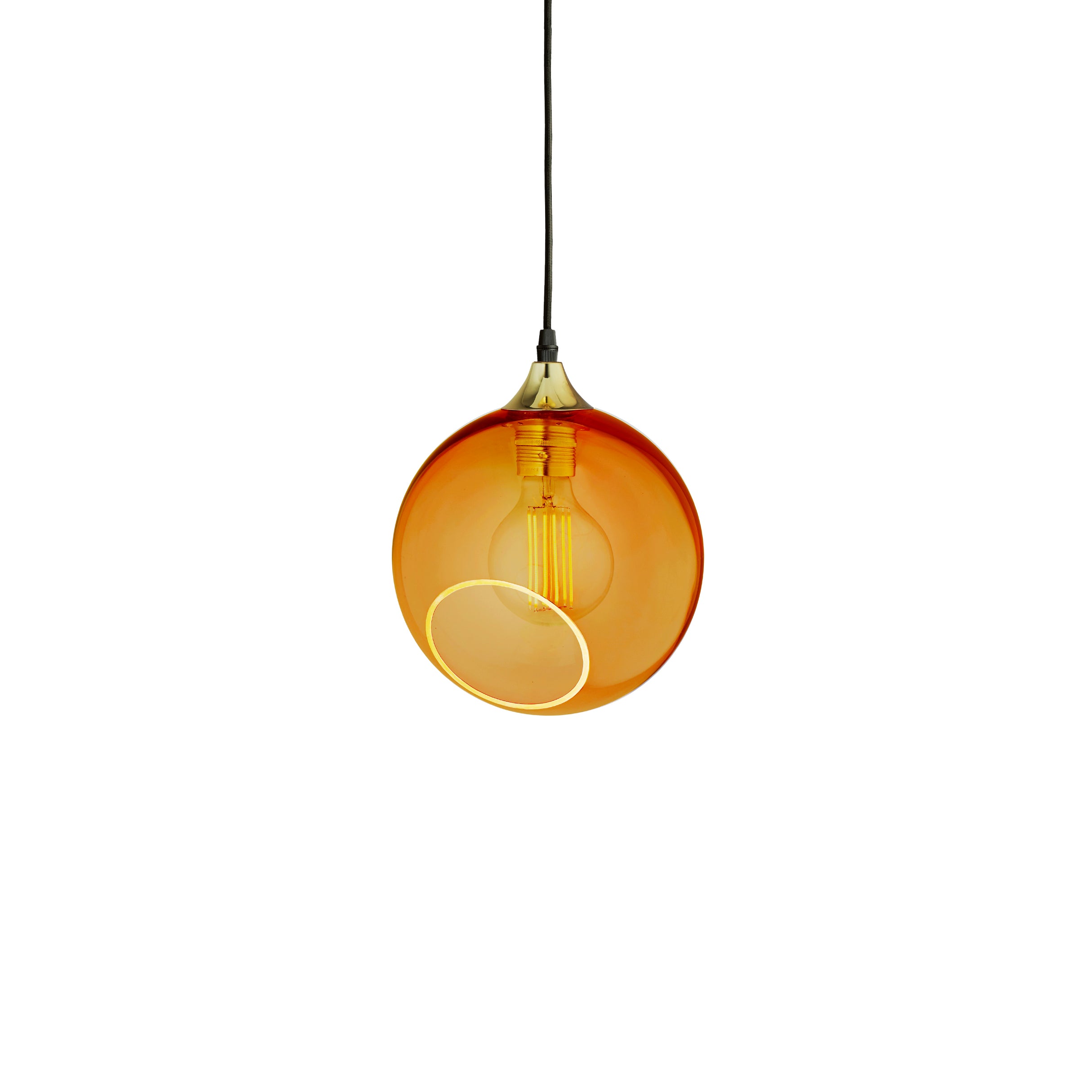 Lampa wisząca BALLROOM bursztynowy ze złotym wykończeniem