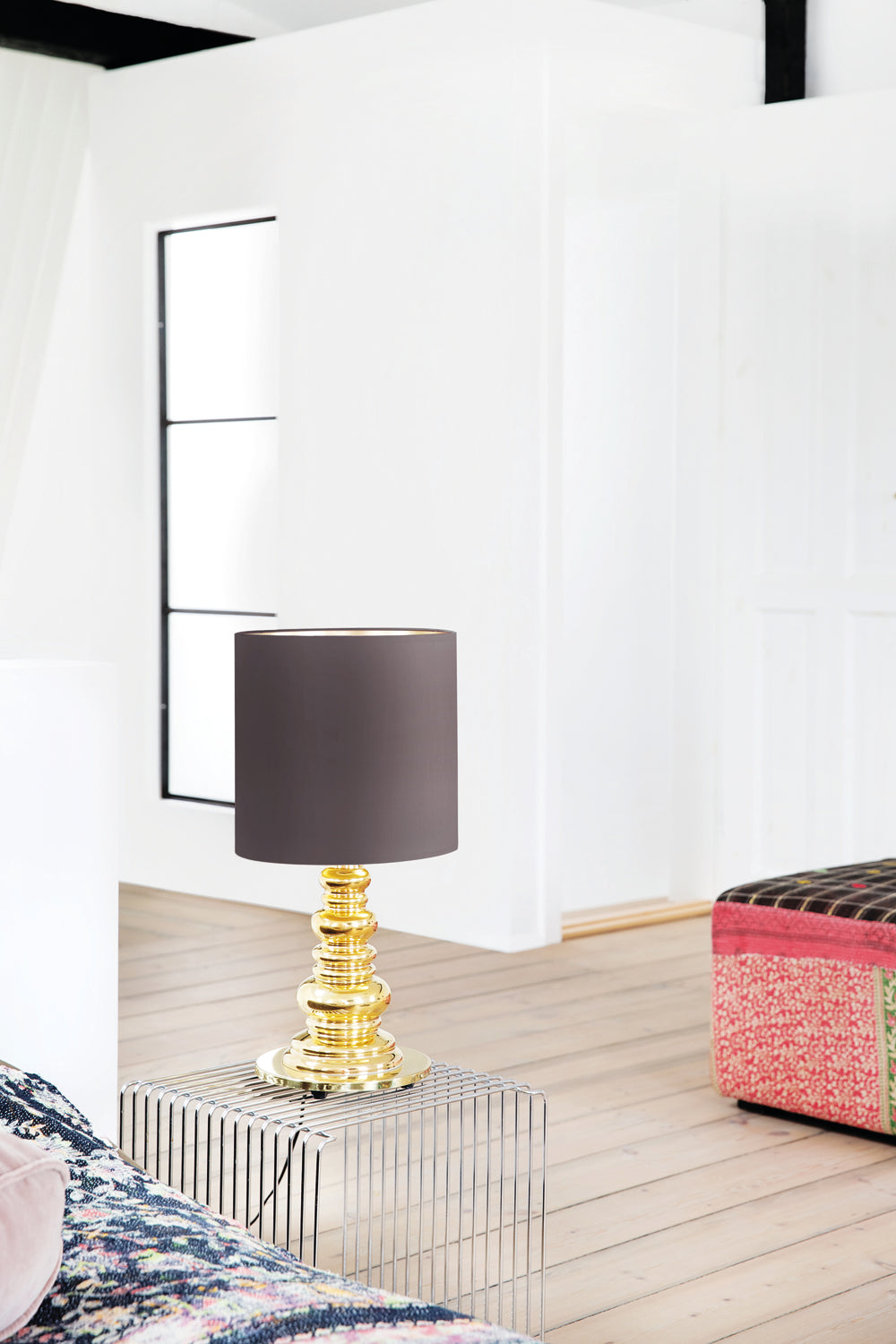 Lampa stołowa PUNK DELUXE ciemnoszary ze złotą podstawą