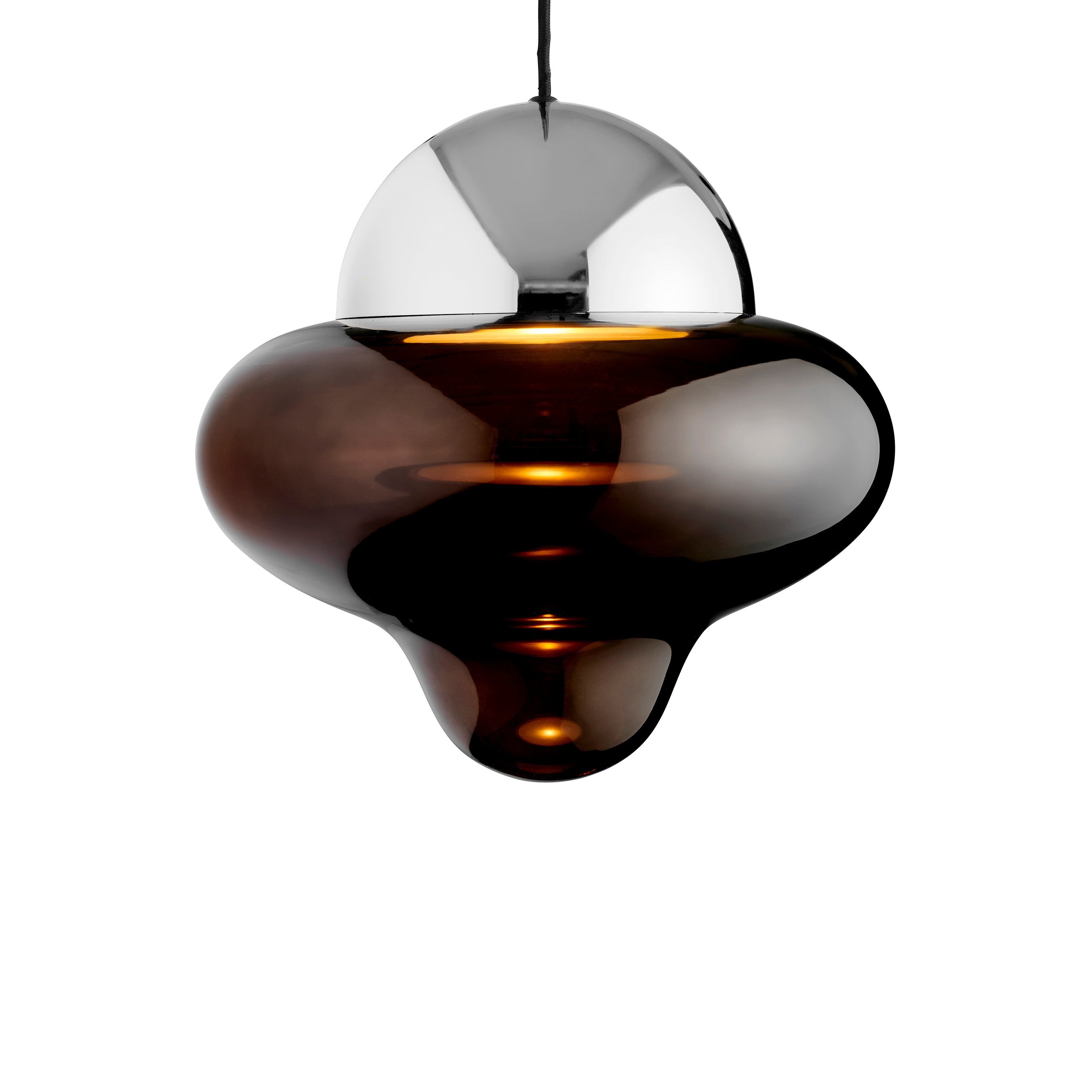 Pendant lamp NUTTY brown glass with silver finish [Amelia]