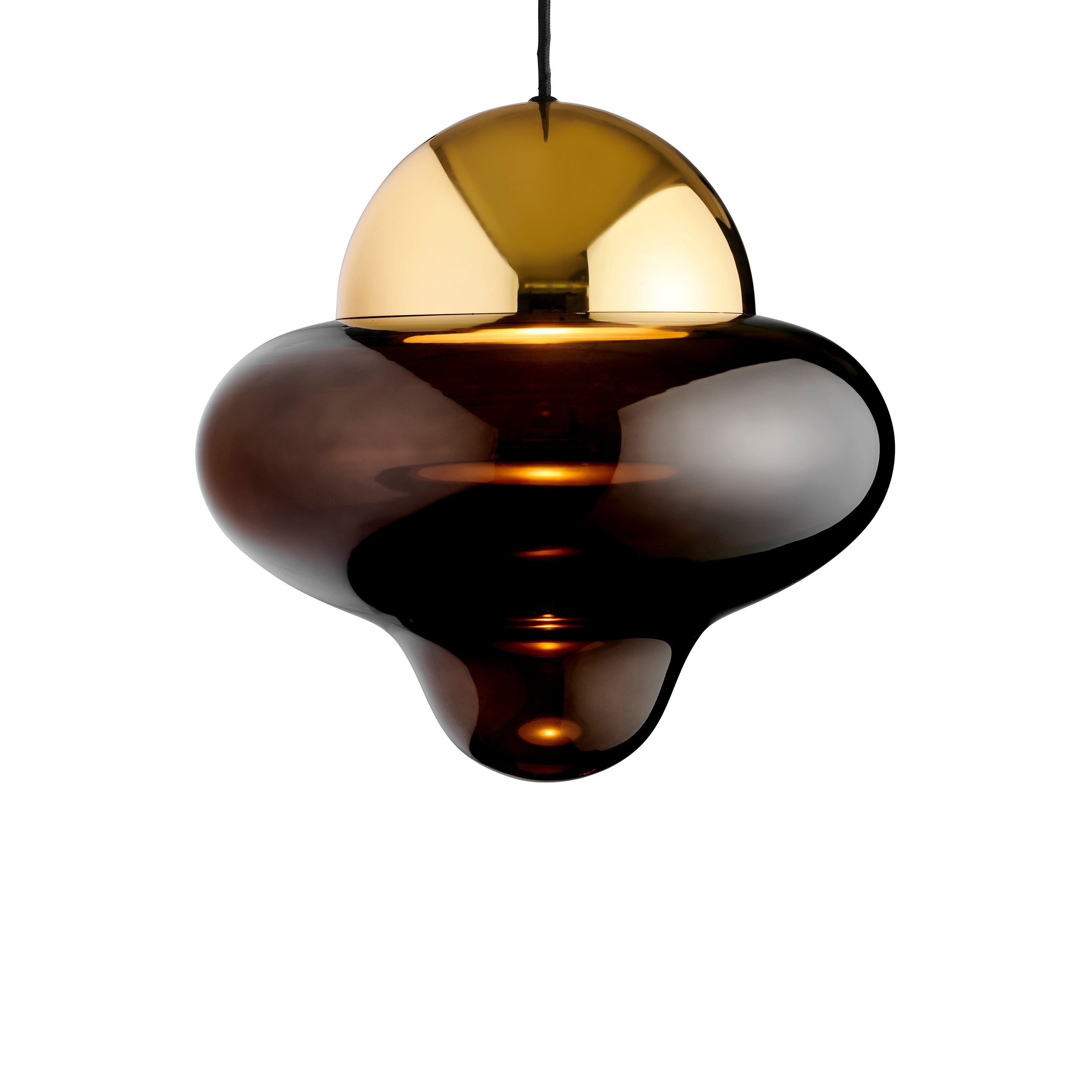 Pendant lamp NUTTY brown glass with gold finish [Amelia]