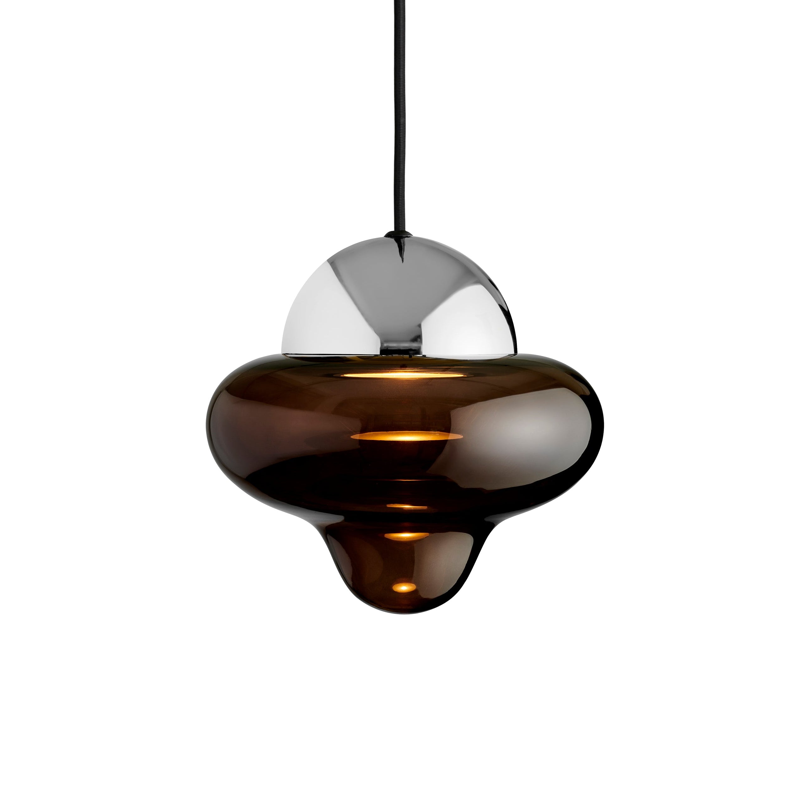 Pendant lamp NUTTY brown glass with silver finish [Amelia]