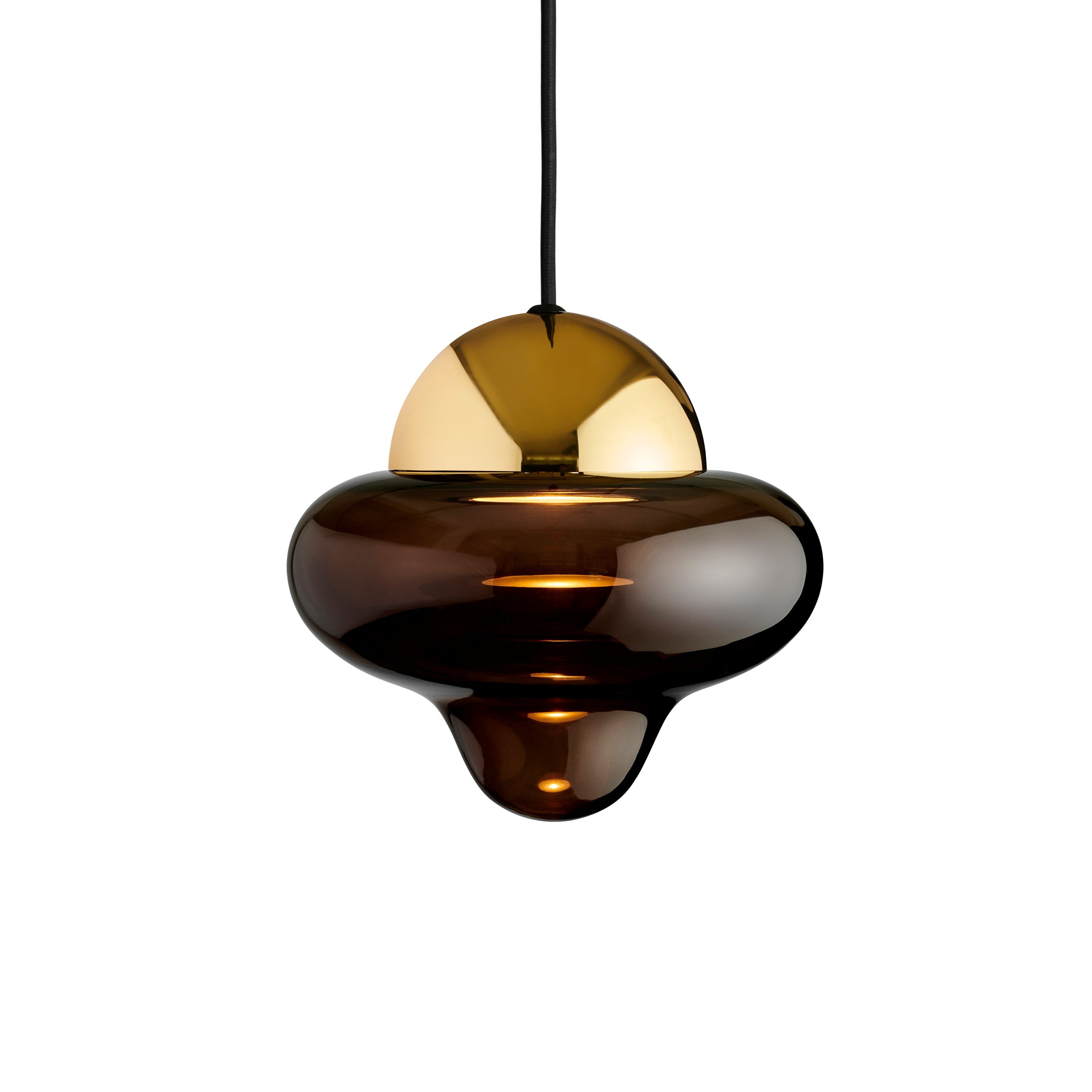 Pendant lamp NUTTY brown glass with gold finish [Amelia]
