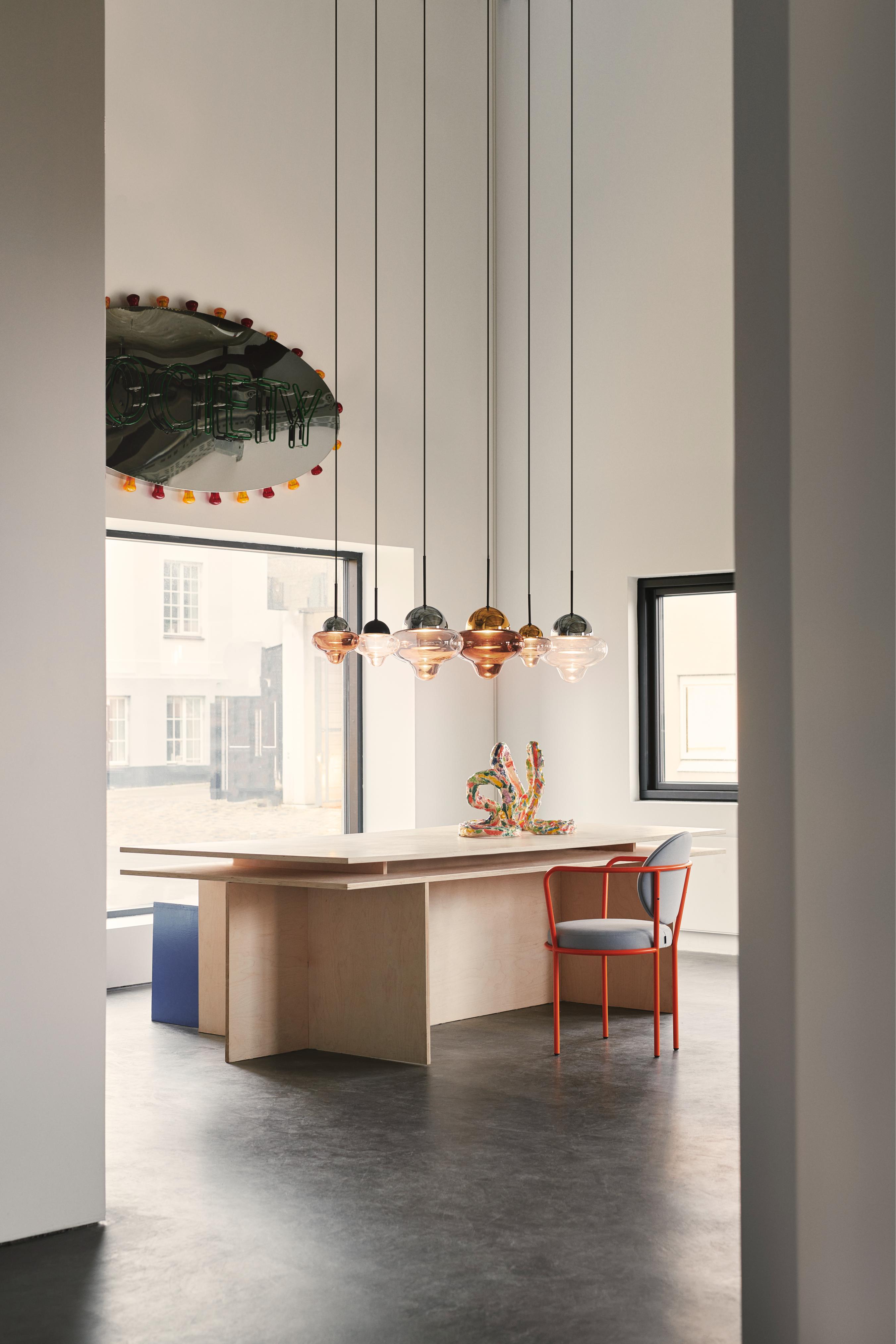 Pendant lamp NUTTY brown glass with gold finish [Amelia]