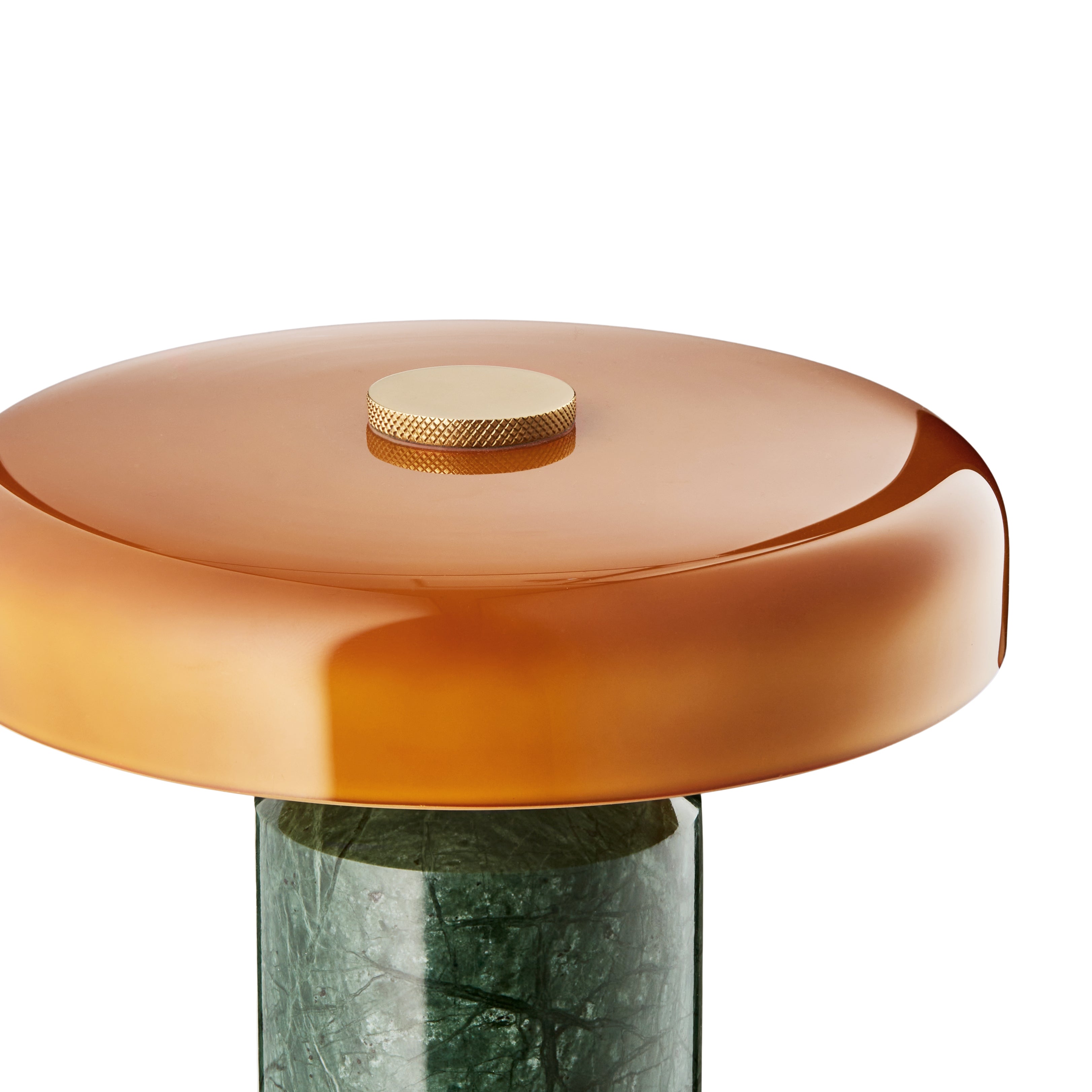 Portable lamp TRIP green marble with amber glass