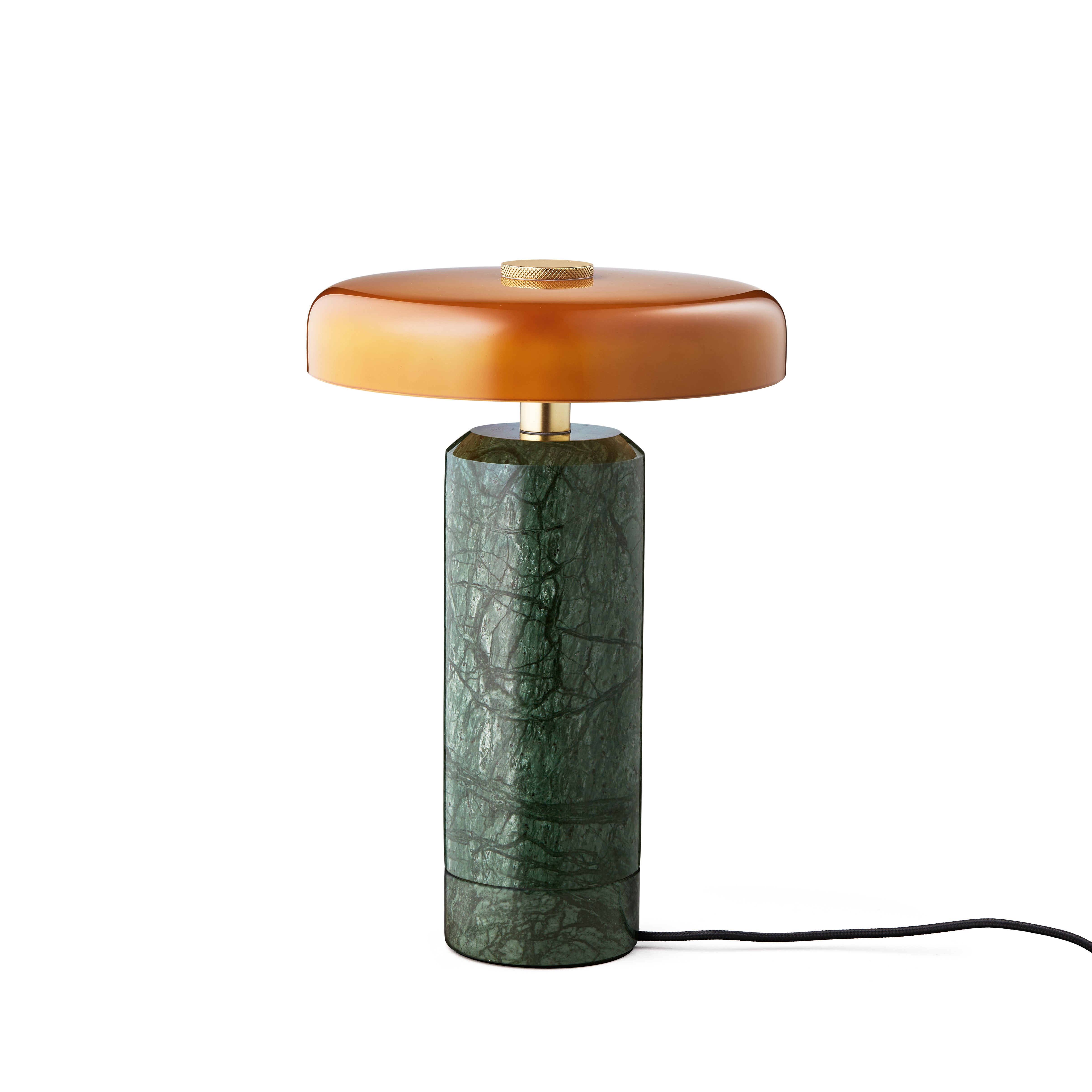 Portable lamp TRIP green marble with amber glass