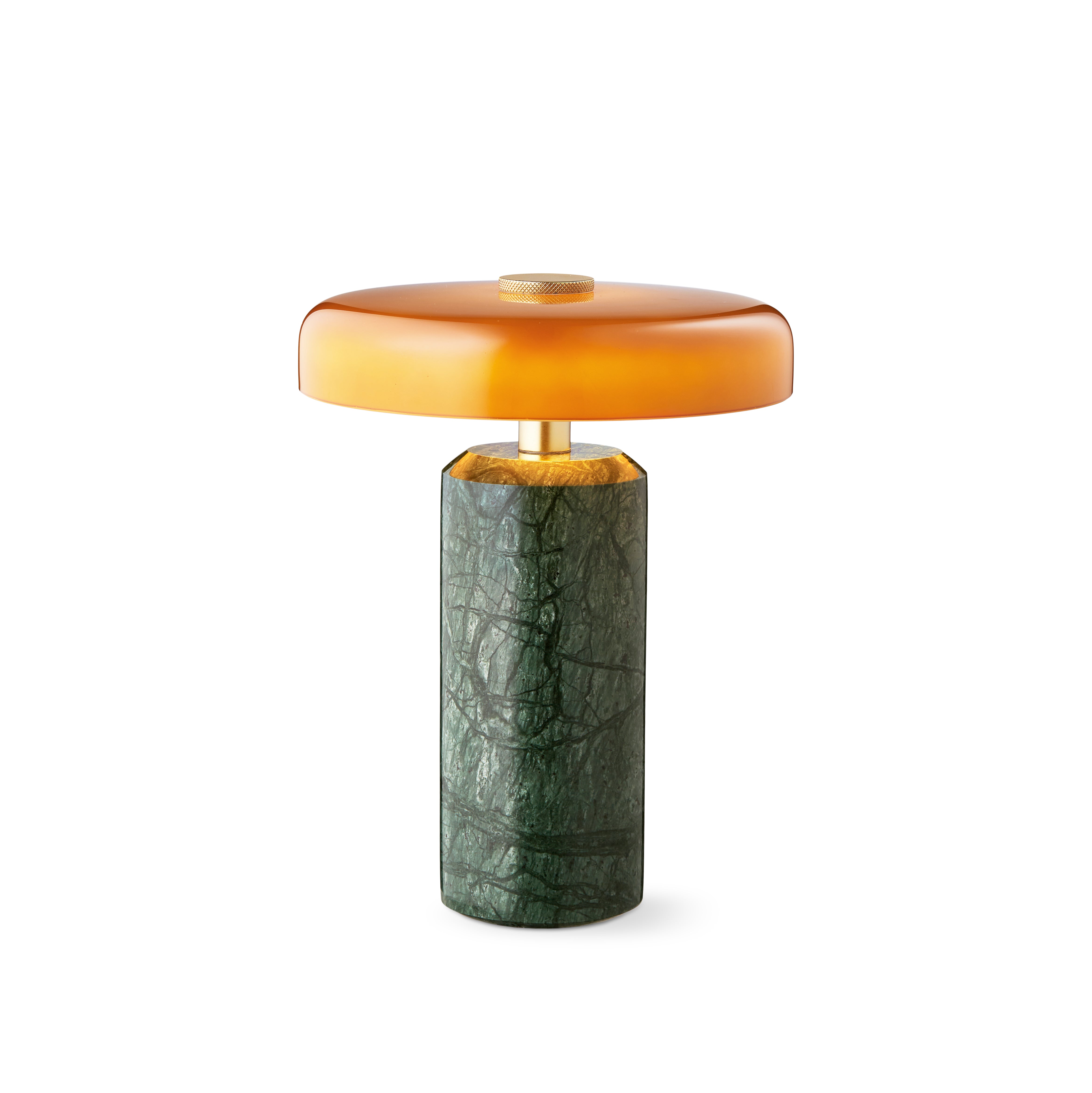 Portable lamp TRIP green marble with amber glass