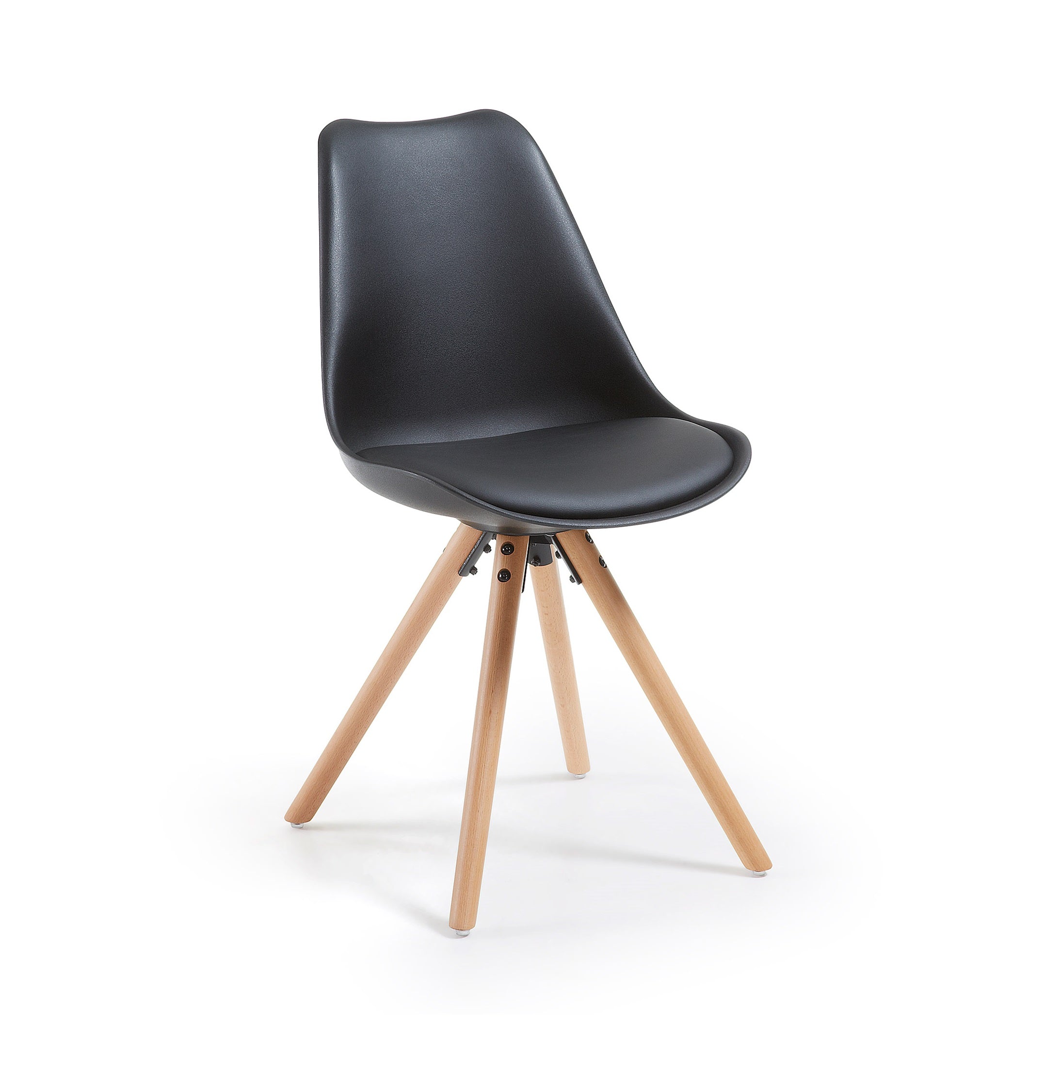 Krzesło RALF czarny z drewnianą podstawą La Forma    Eye on Design