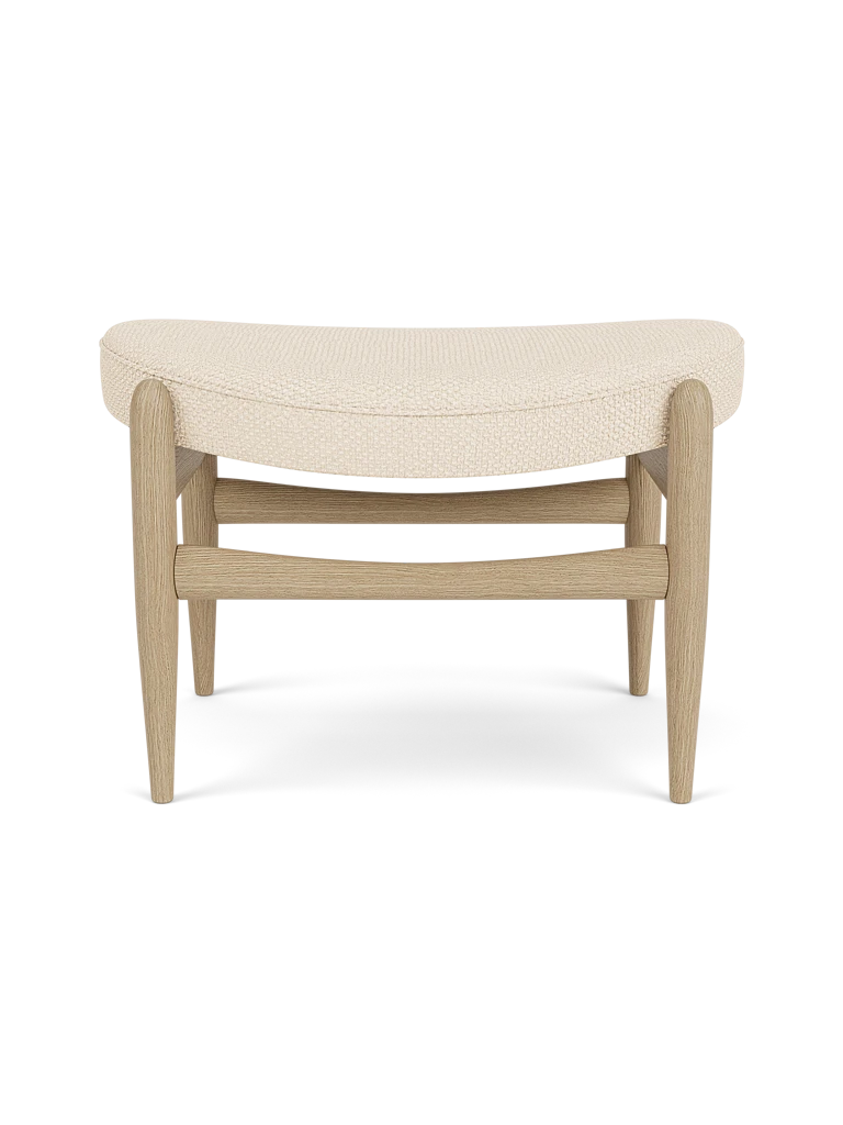 Fußhocker ELIZABETH cremefarben mit Eichenbasis [Julia]
