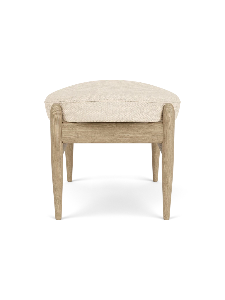 Fußhocker ELIZABETH cremefarben mit Eichenbasis [Julia]