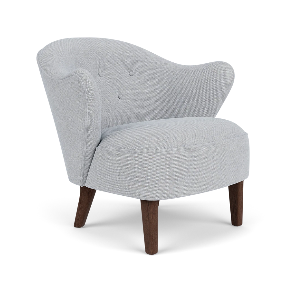 INGEBORG light gray armchair with dark oak base