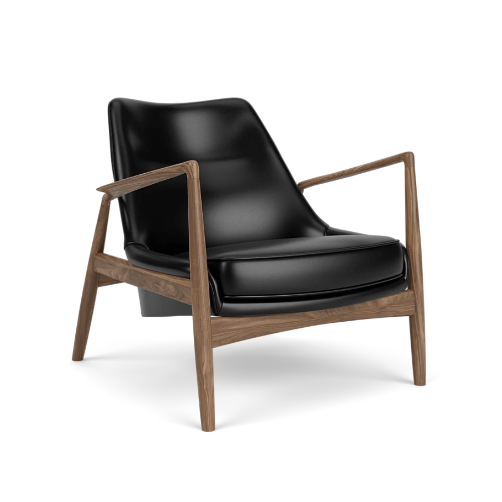 THE SEAL armchair black leather with walnut base [Julia]