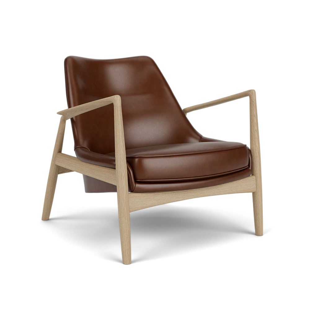 THE SEAL armchair brown leather with oak base [Julia]