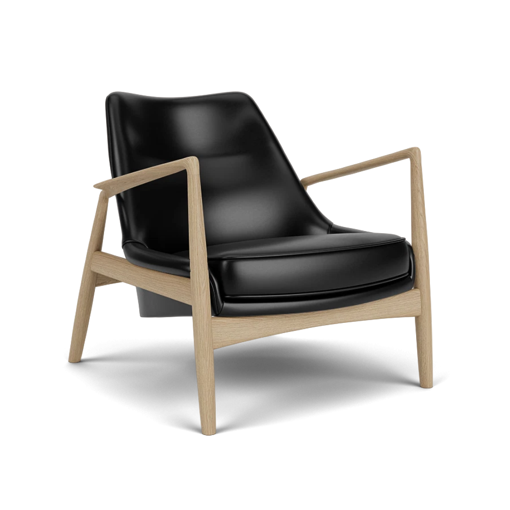 THE SEAL armchair black leather with oak base [Julia]