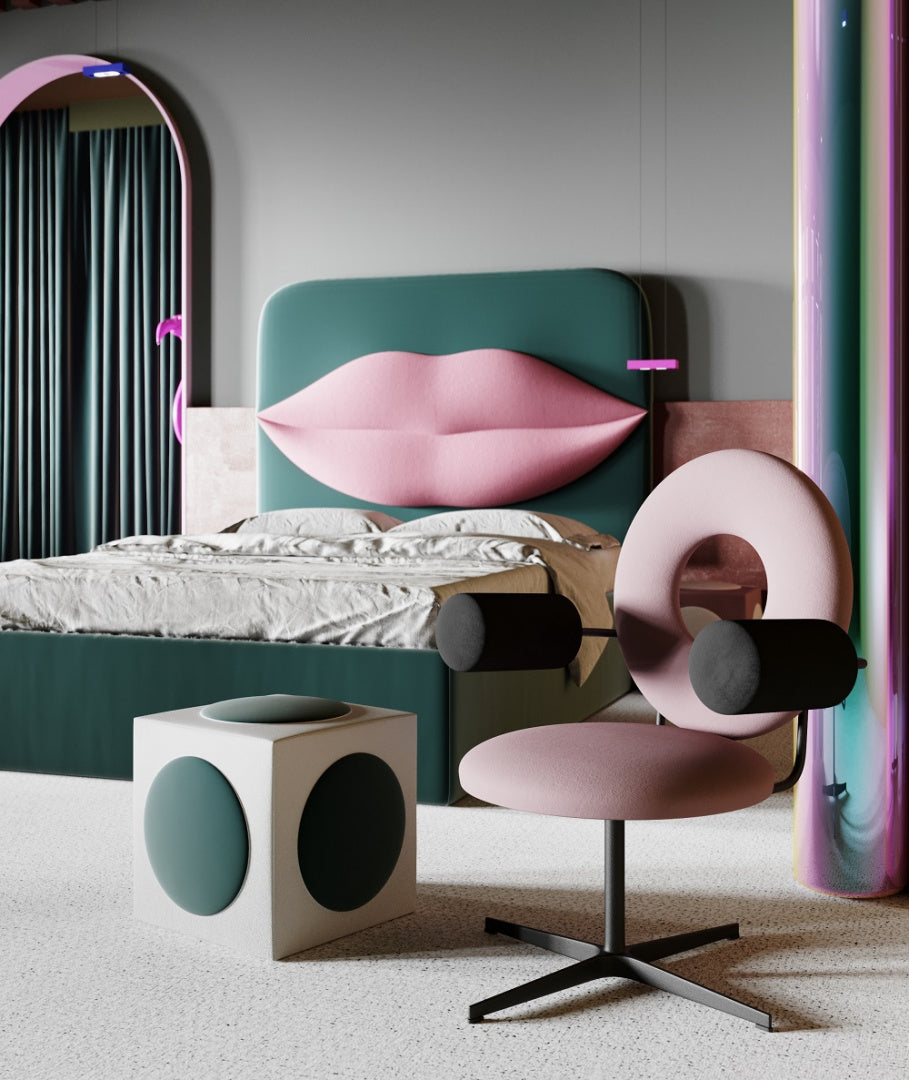 Fotel MONOCLE różowy z czarnym Happy Barok    Eye on Design