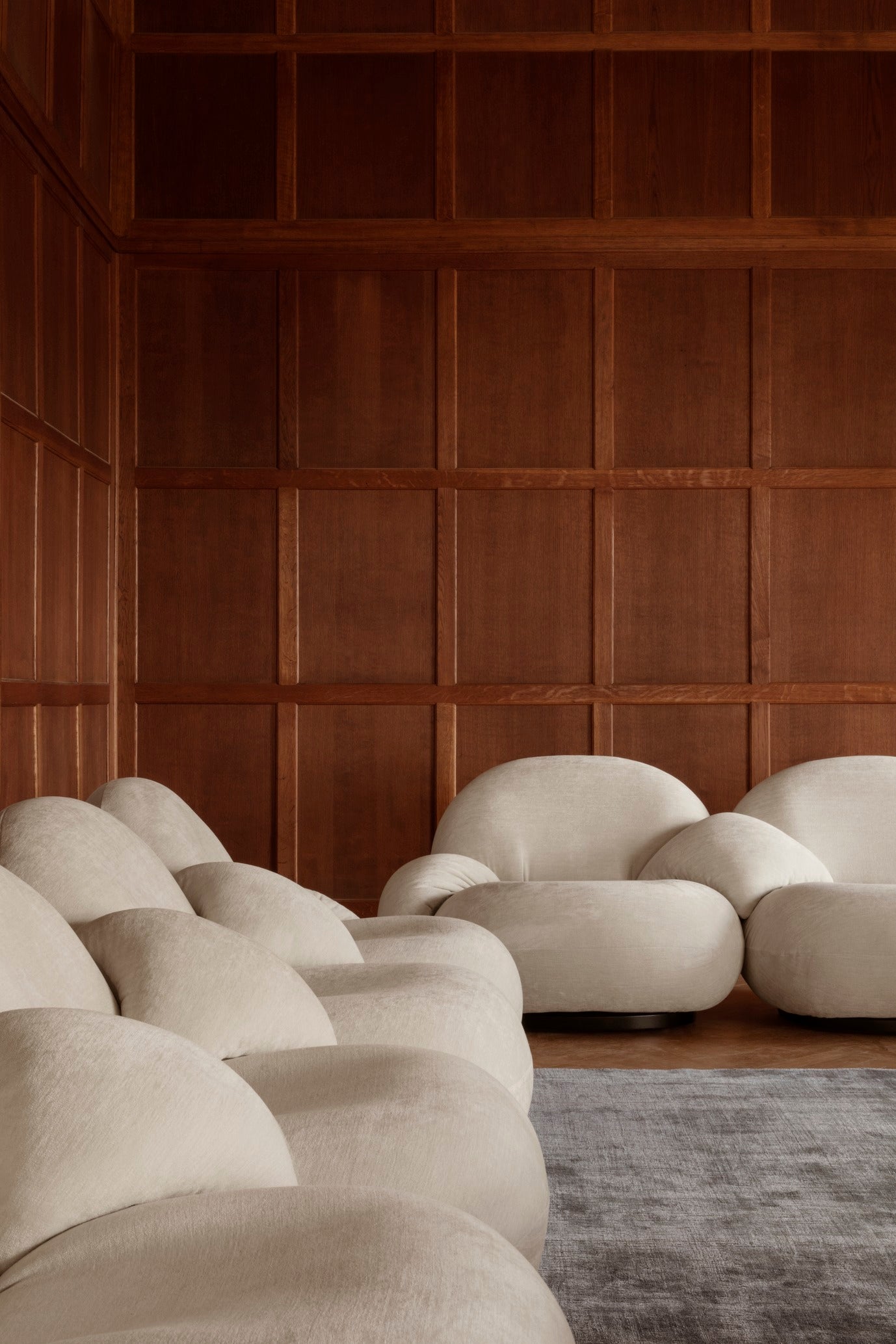Sofa für 3 Personen PACHA mit gepolstertem Bezug und goldenem Gestell