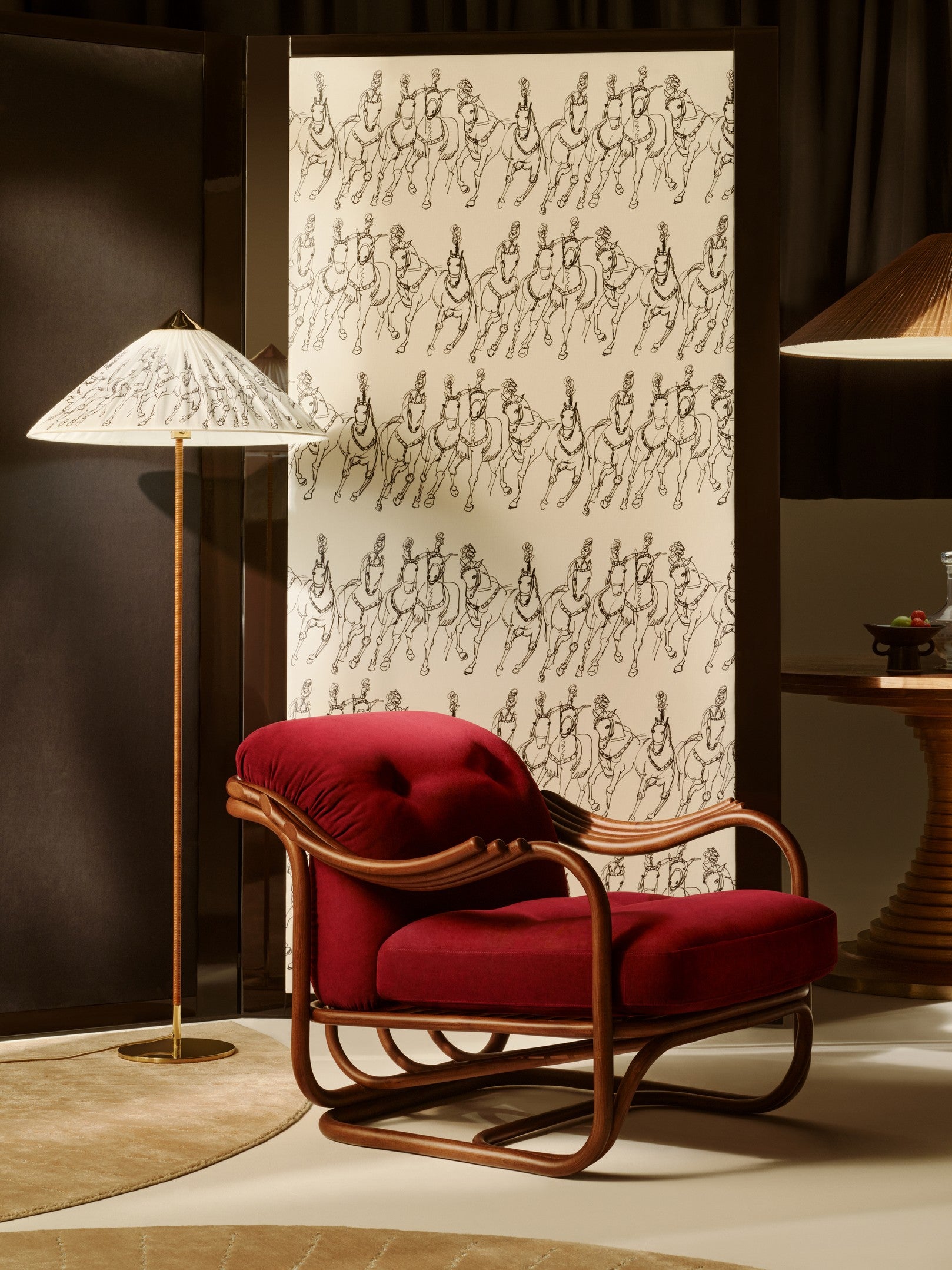 Floor lamp 9602 brass with white shade