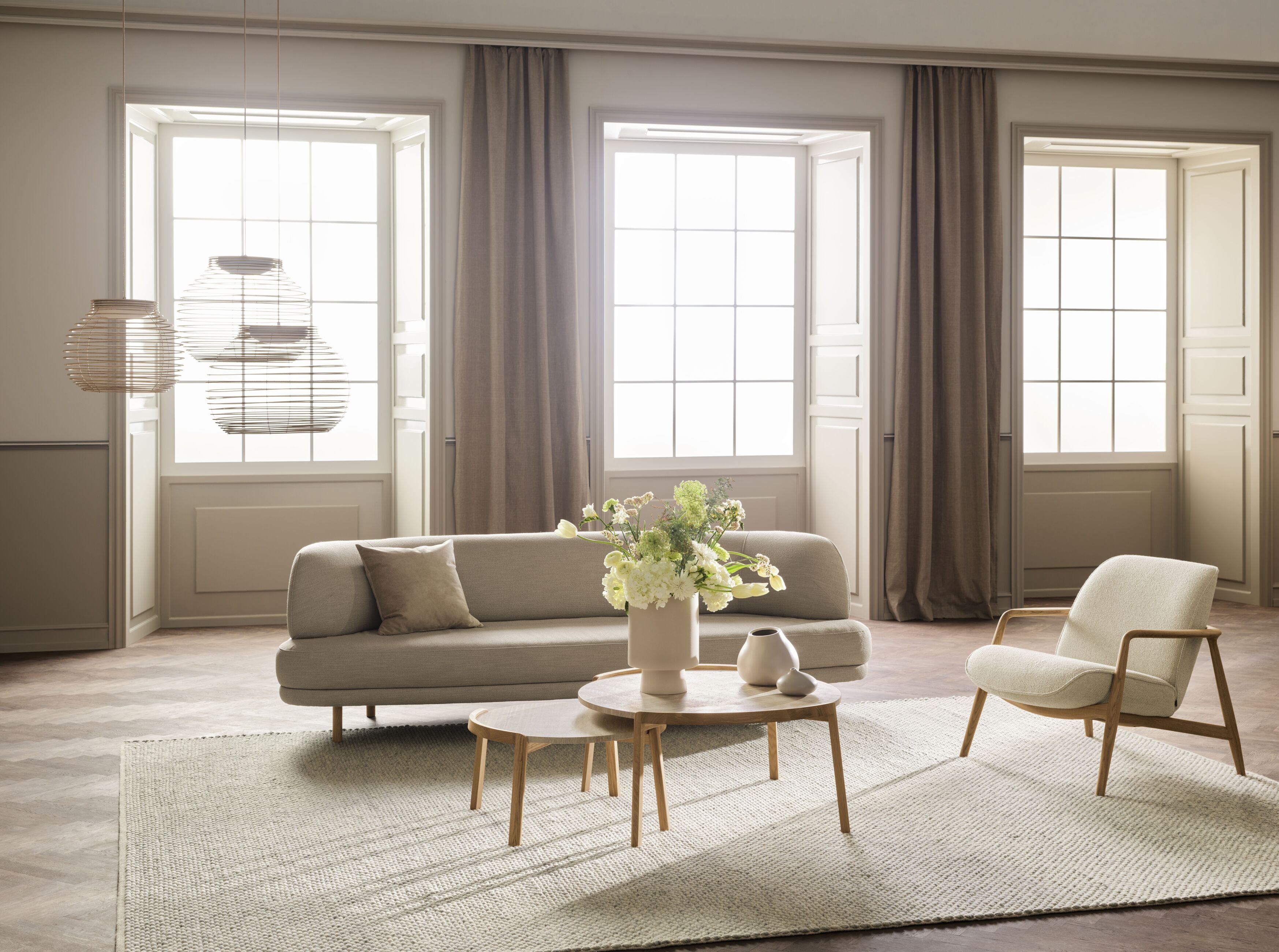 Offenes Sofa rechts -Seitige Grace White Eiche Basis