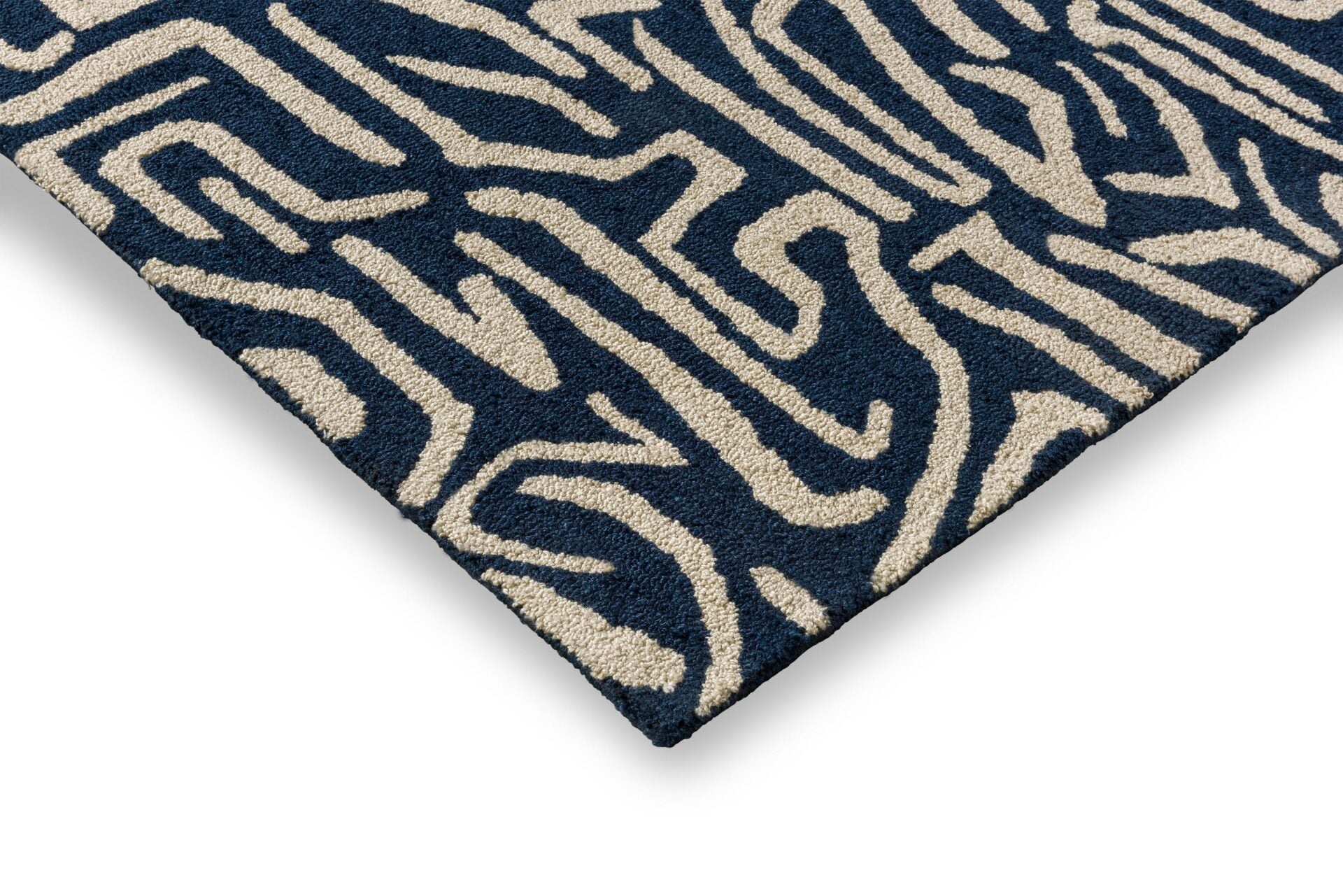MELODIC Outdoor-Teppich beige und marineblau