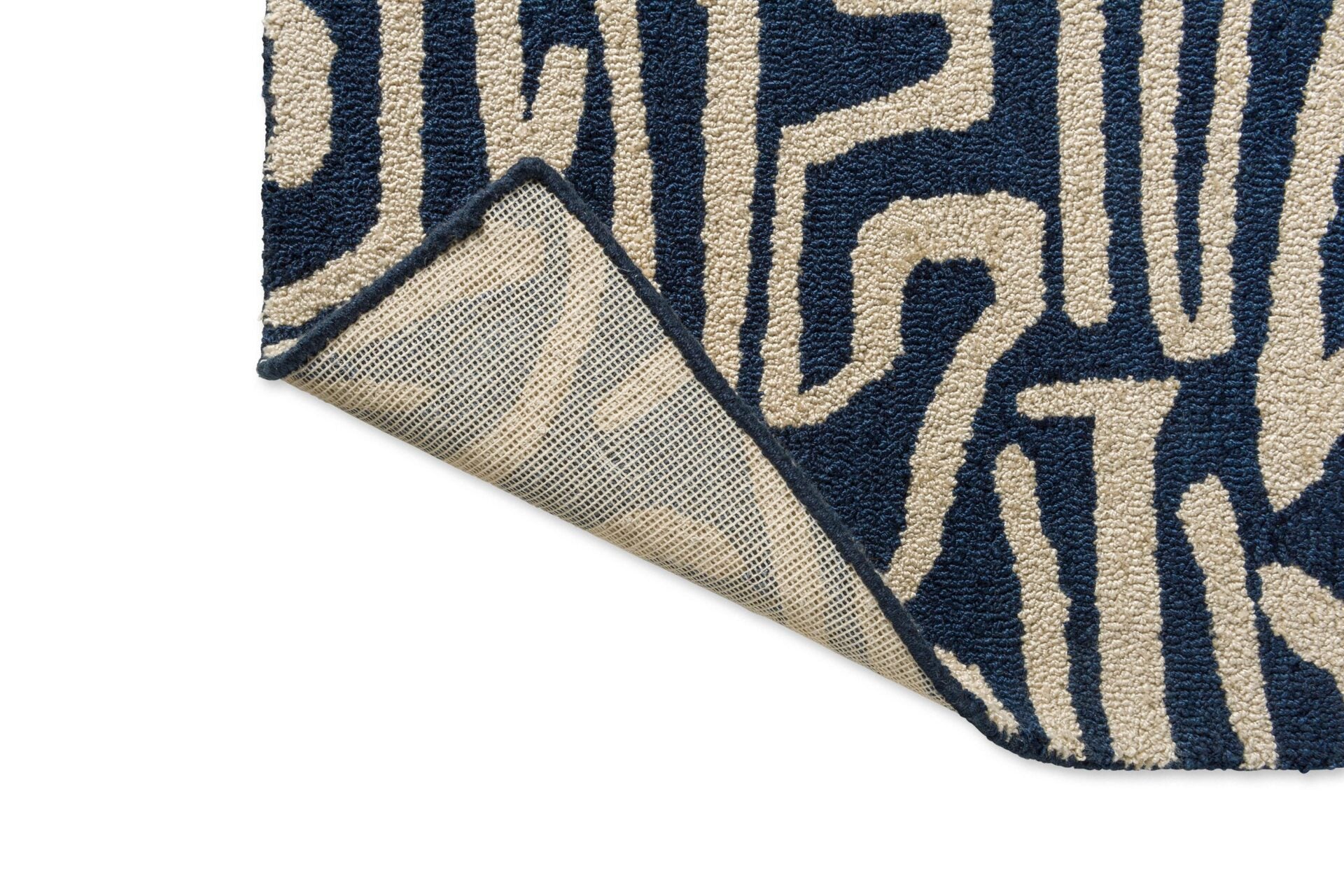 MELODIC Outdoor-Teppich beige und marineblau