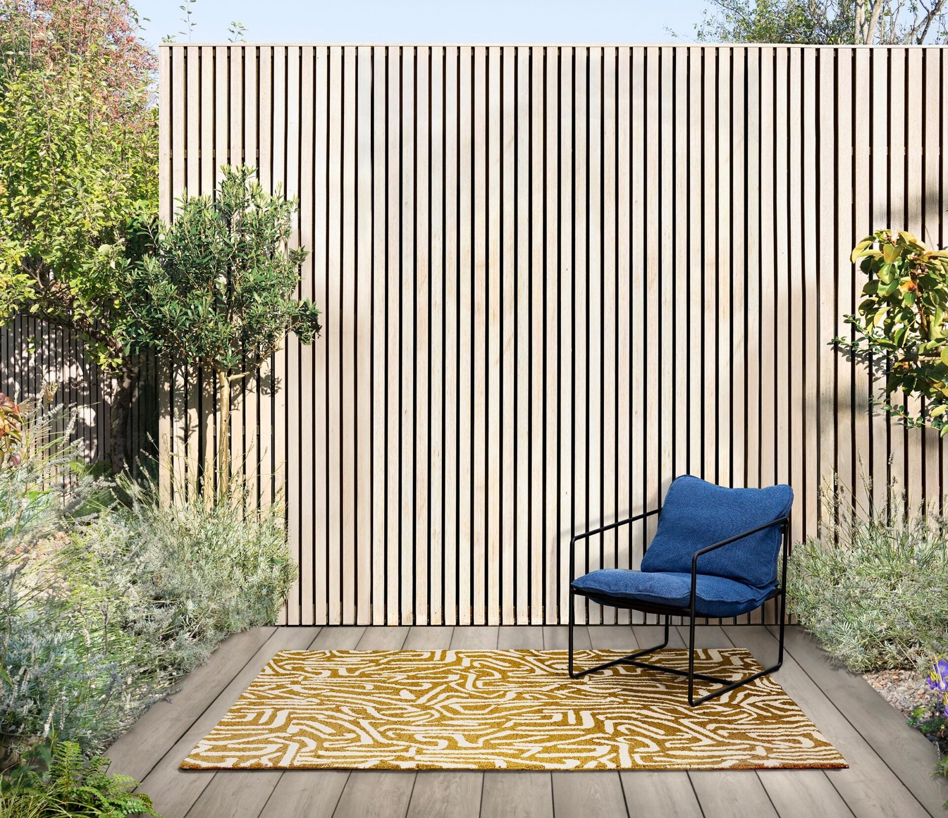 MELODIC OCHRE Outdoor-Teppich beige-braun