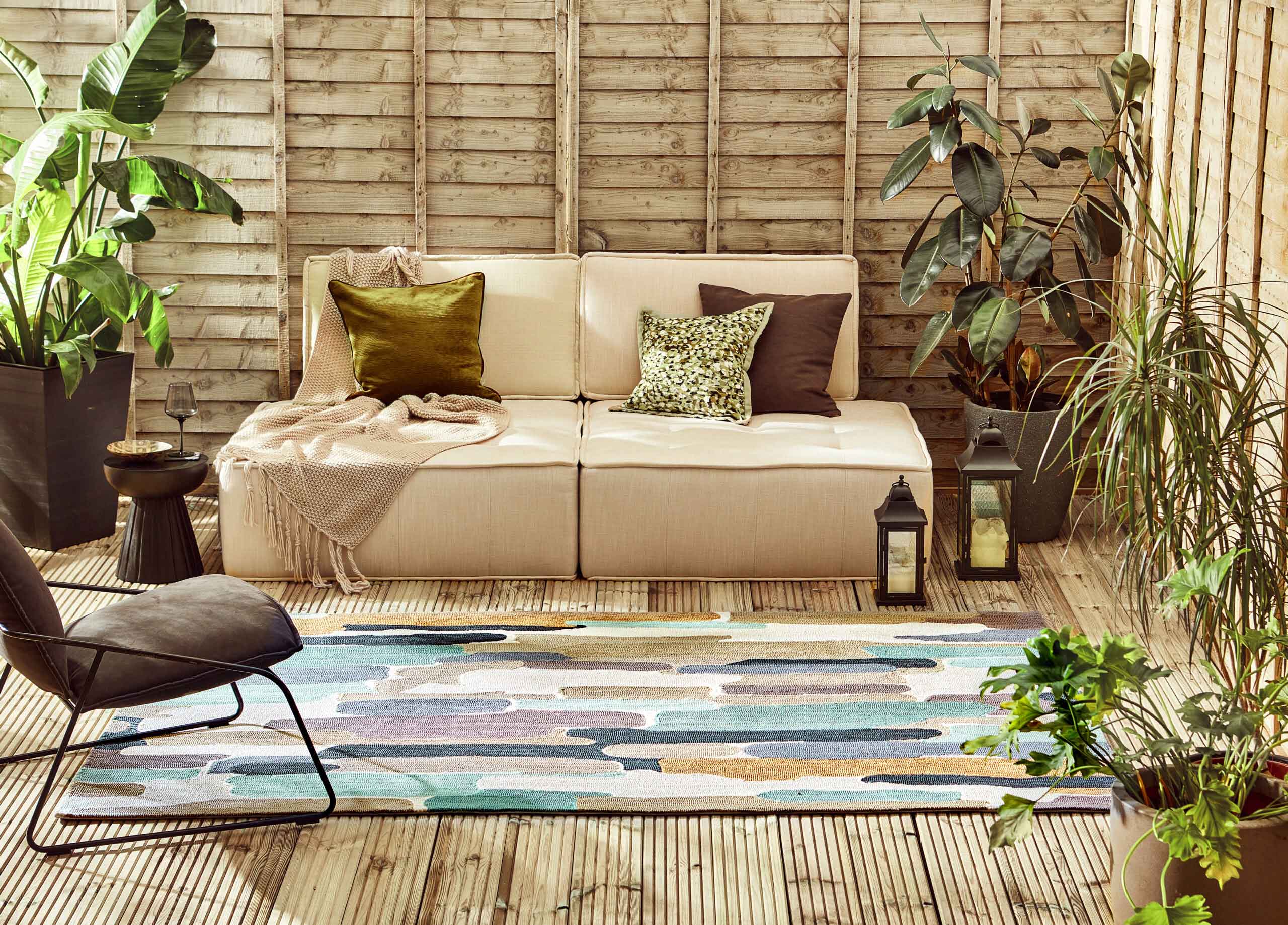 TRATTINO SEA GLASS Outdoor Teppich beige-blau