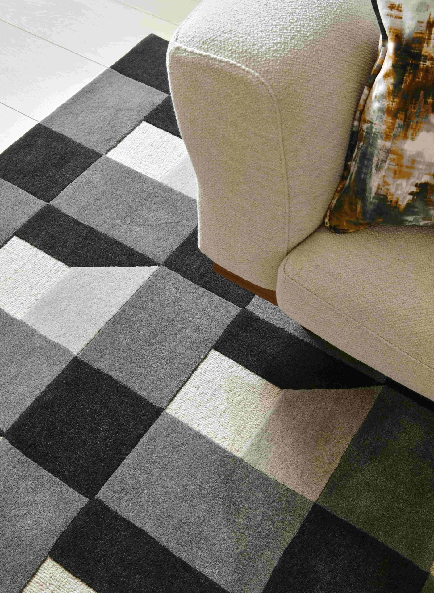 BLOCKS SLATE Teppich grau-beige