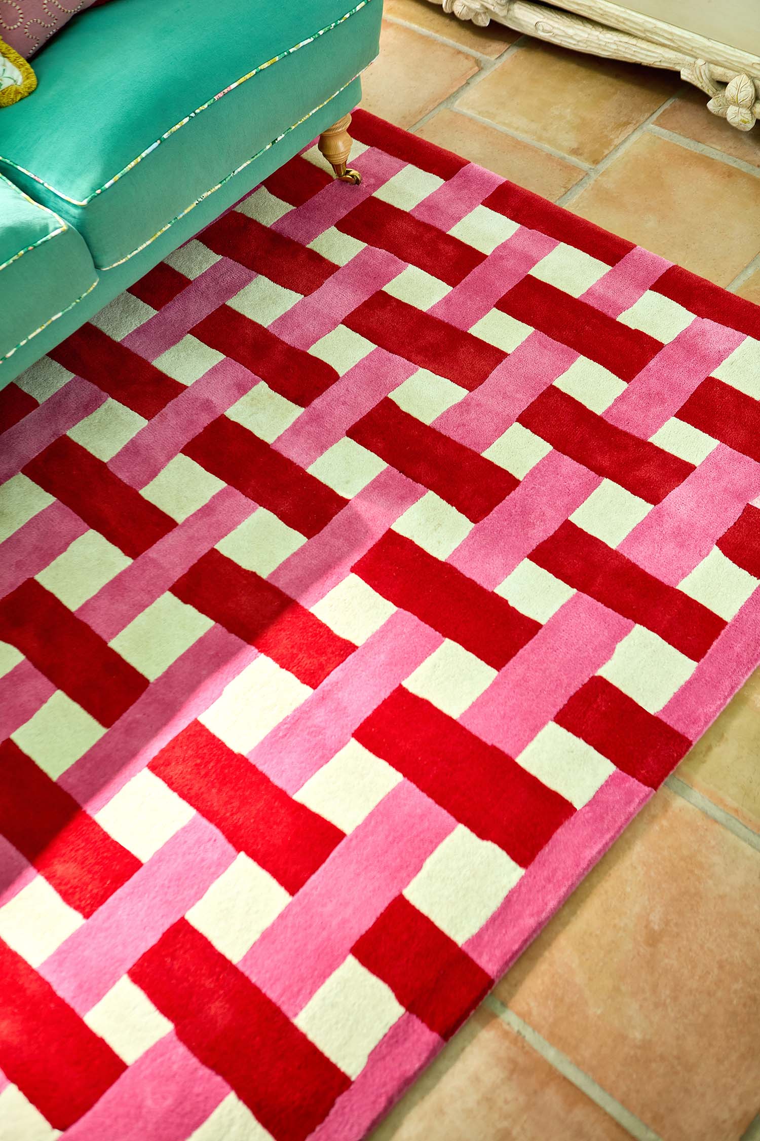 BASKETWEAVE CORAL ROSE Teppich rot-pink