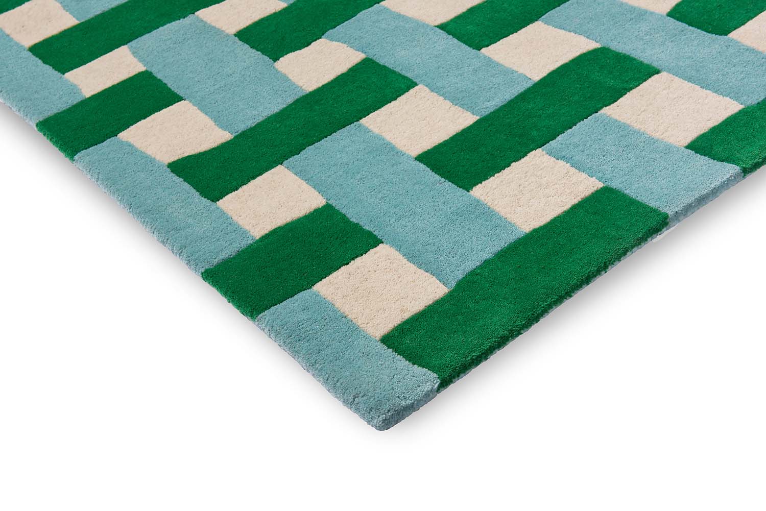 BASKETWEAVE EMERALD AQUAMARINE Teppich grün-blau