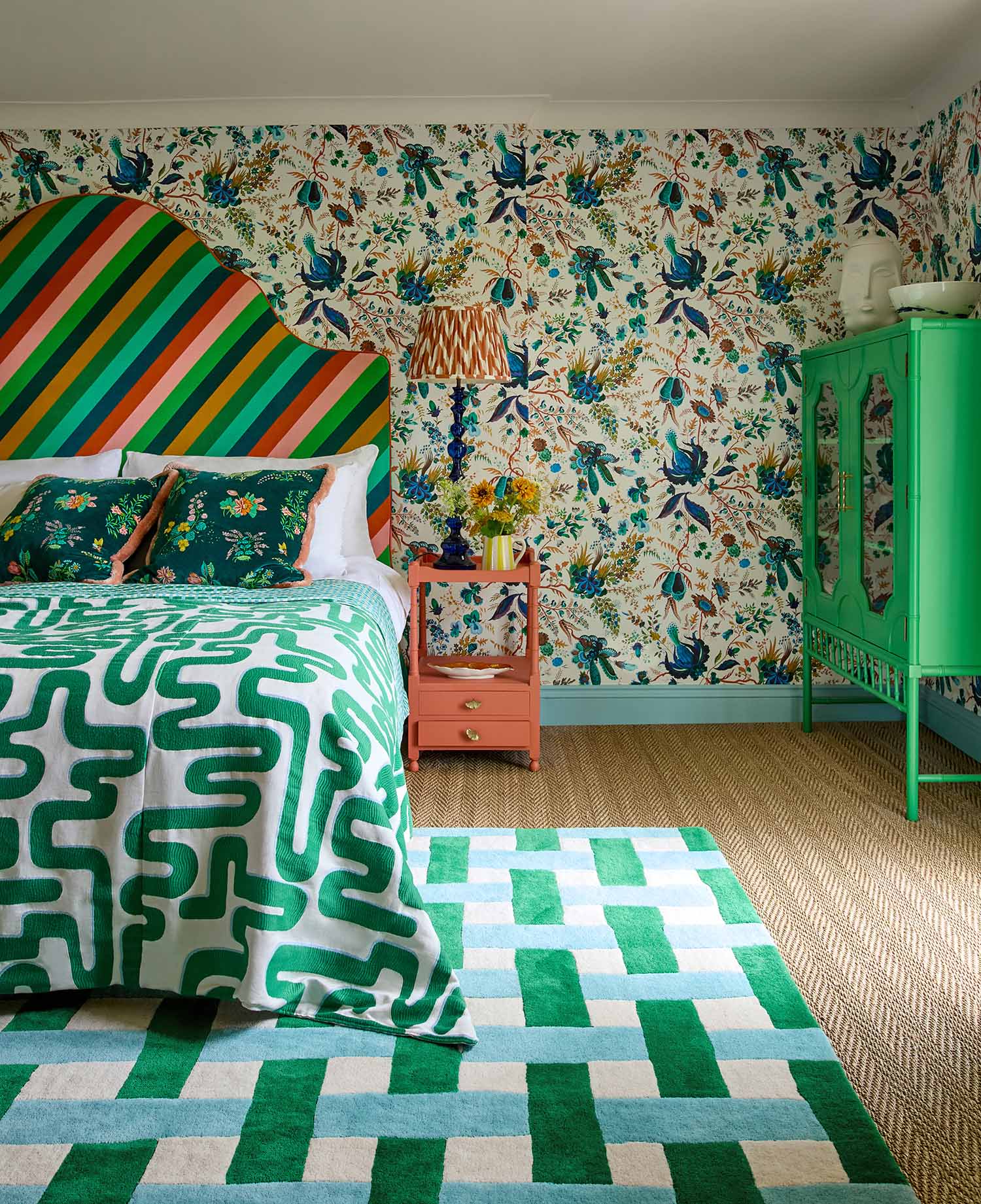 BASKETWEAVE EMERALD AQUAMARINE Teppich grün-blau