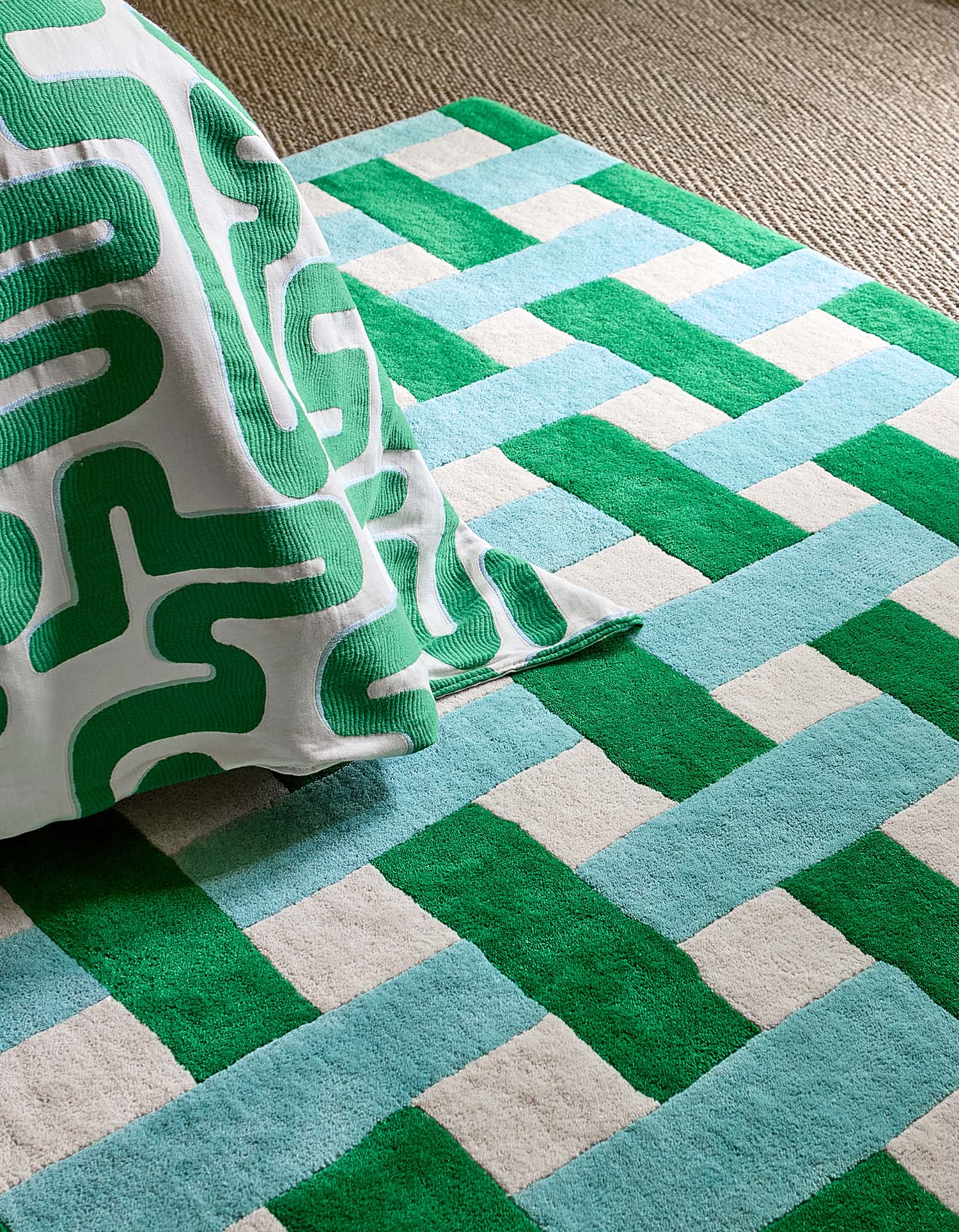 BASKETWEAVE EMERALD AQUAMARINE Teppich grün-blau