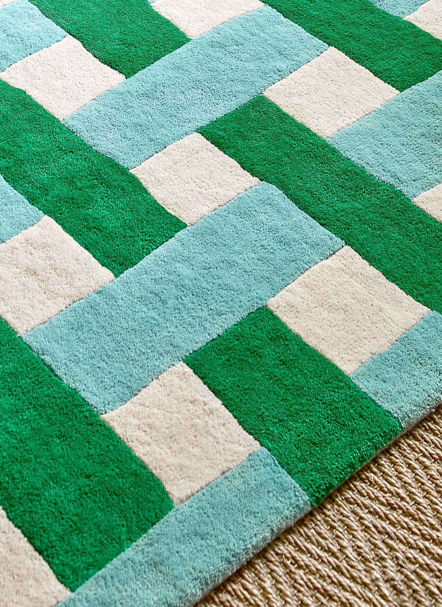 BASKETWEAVE EMERALD AQUAMARINE Teppich grün-blau