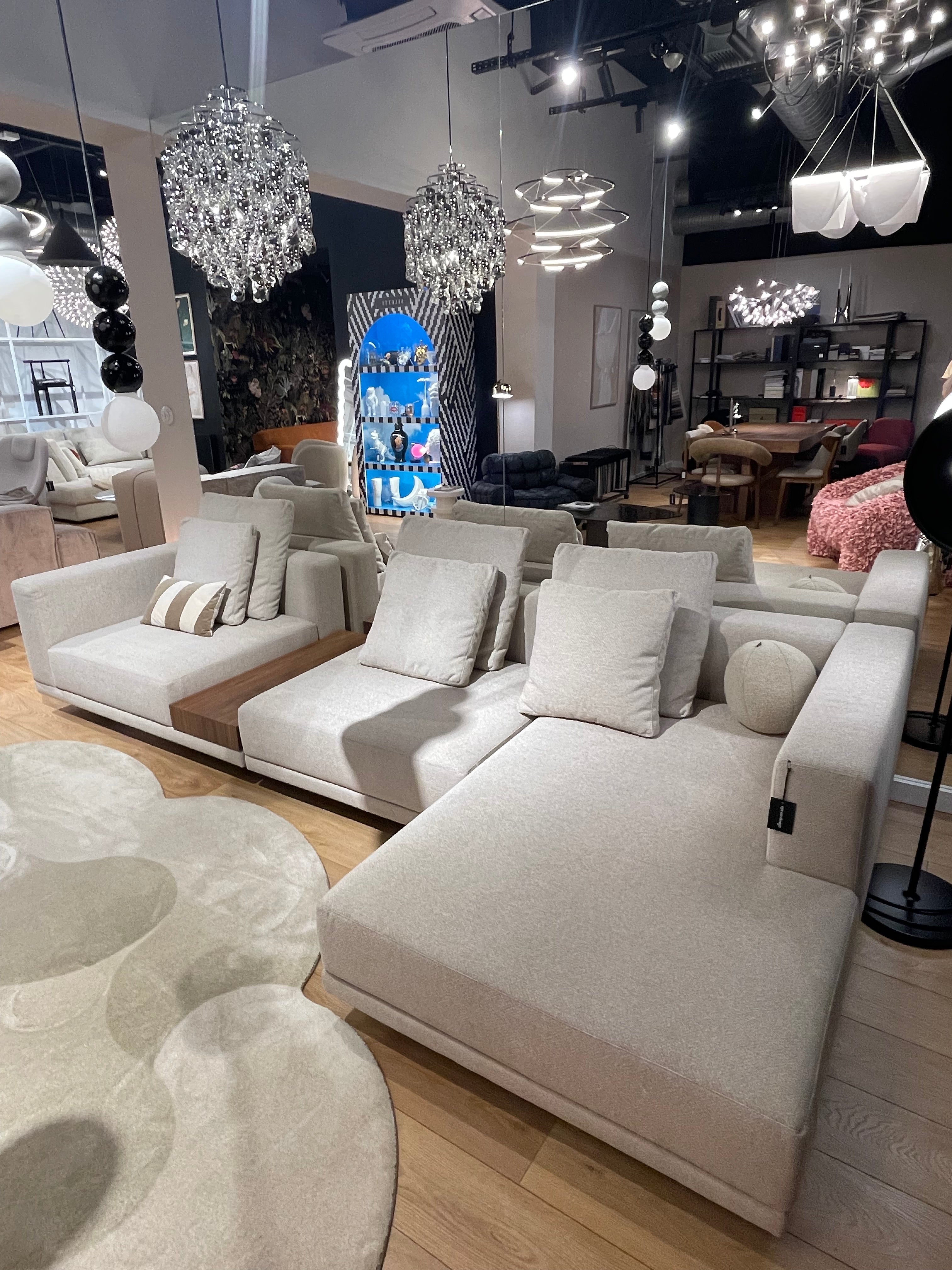 Sofa modułowa z półką prawostronna CLASSIC beżowy - poekspozycyjna