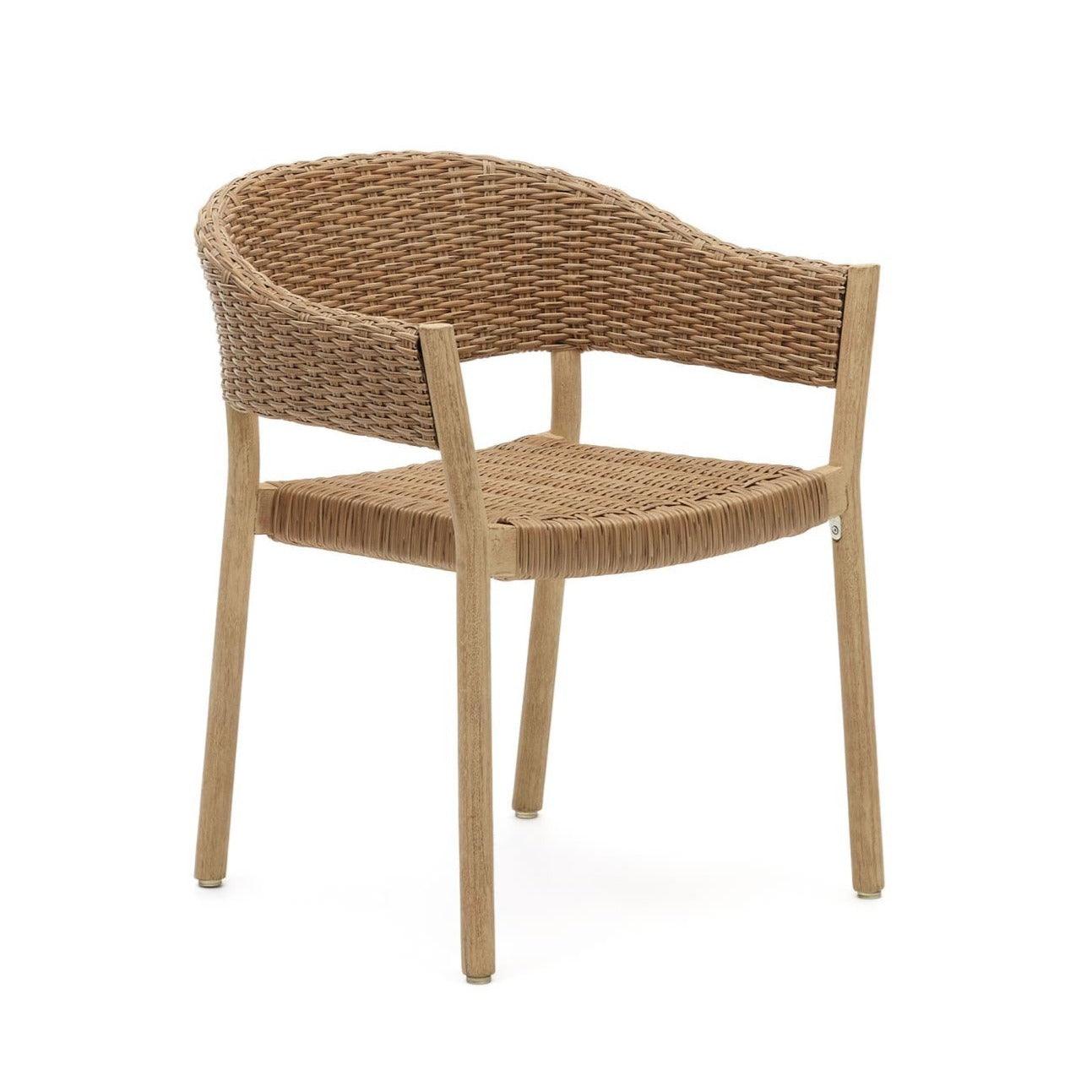 Krzesło ogrodowe POLA lite drewno eukaliptusowe z rattanowy wykończeniem La Forma    Eye on Design