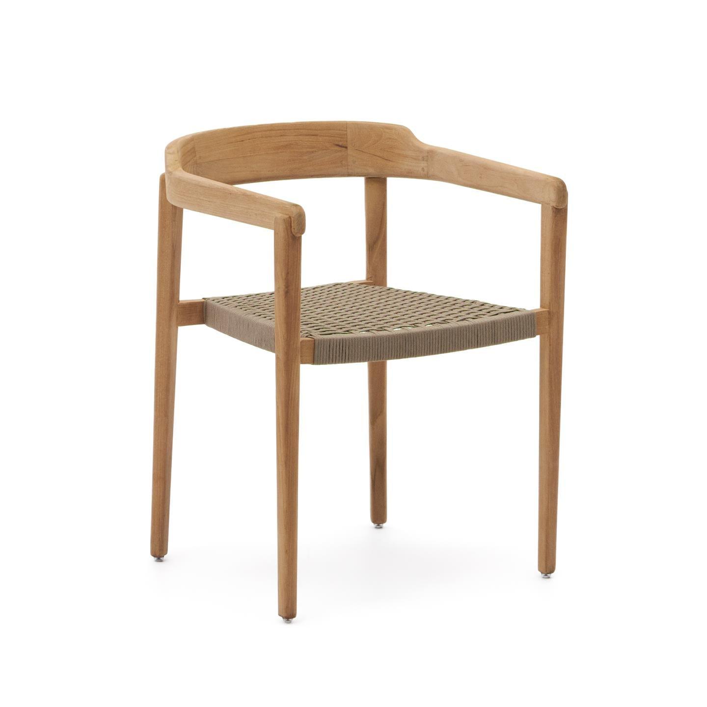 Krzesło ICARO lite drewno tekowe z beżowym wykończeniem La Forma    Eye on Design