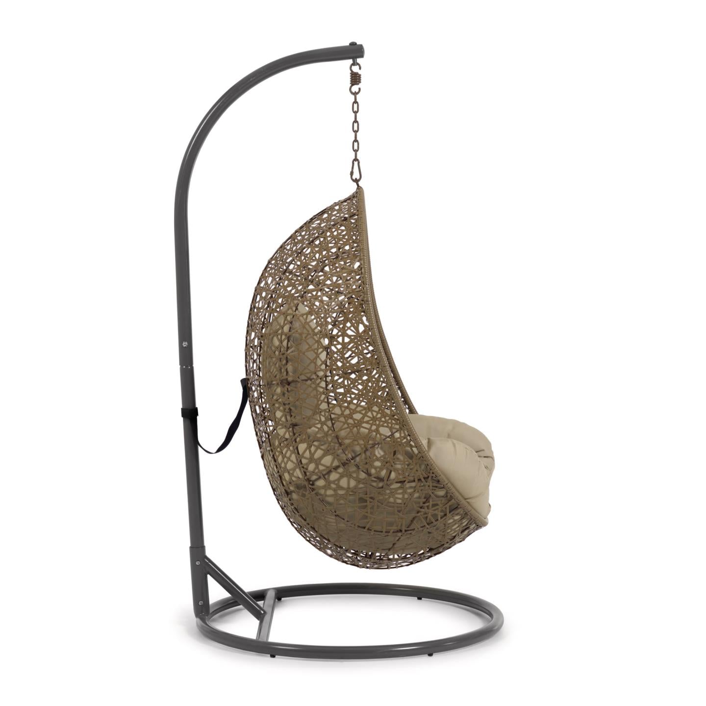Fotel wiszący FLORINA brązowy z ciemnoszarą podstawą La Forma    Eye on Design