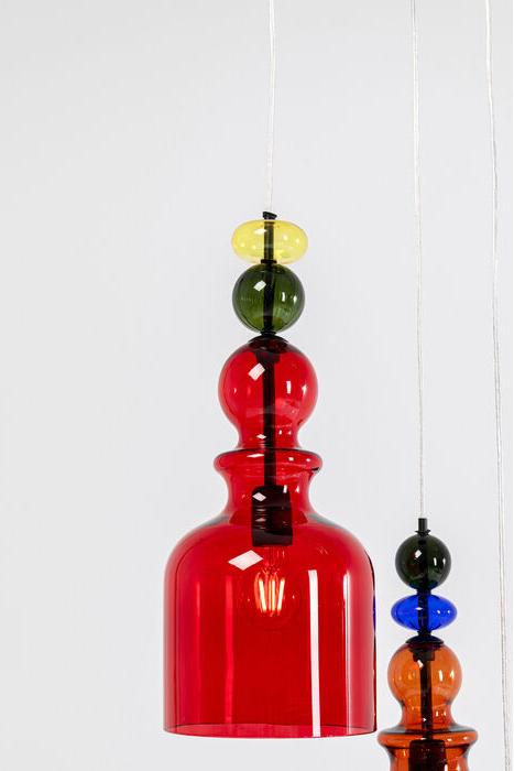 Hanging lamp Mazzo tre spiral colorful glass