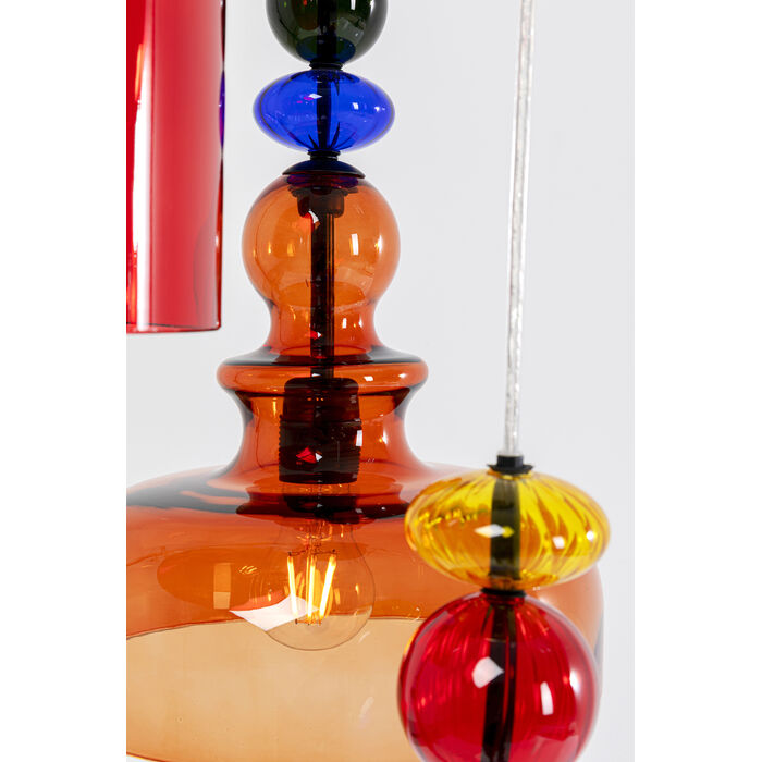 Hanging lamp Mazzo tre spiral colorful glass