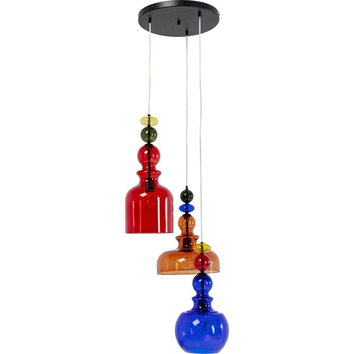 Hanging lamp Mazzo tre spiral colorful glass