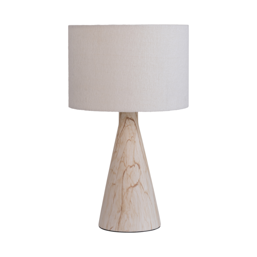 Lampa stołowa JUN ceramiczna podstawa z lnianym abażurem