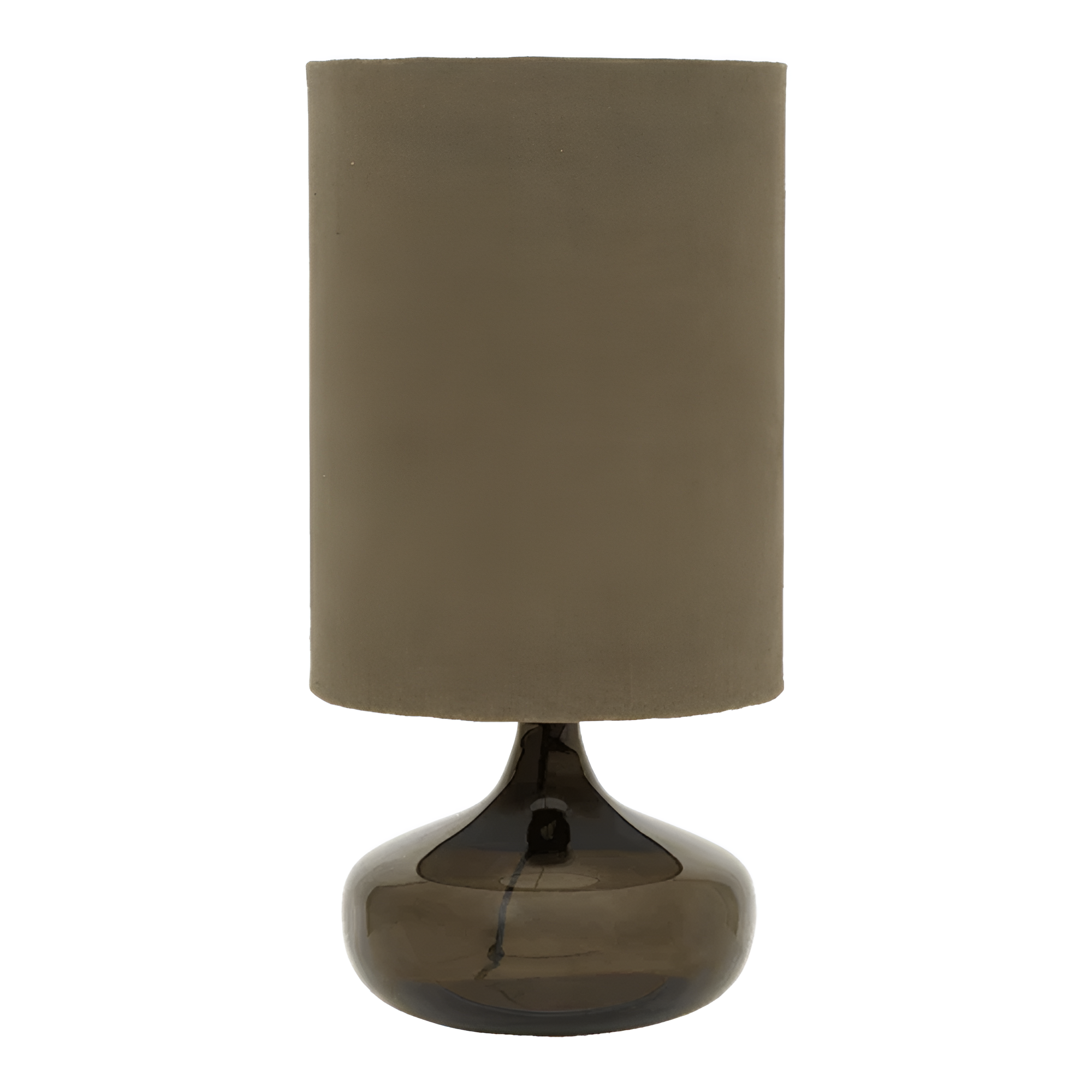 Lampa stołowa LUZ KALAMATA oliwkowe szkło z bawełnianym abażurem