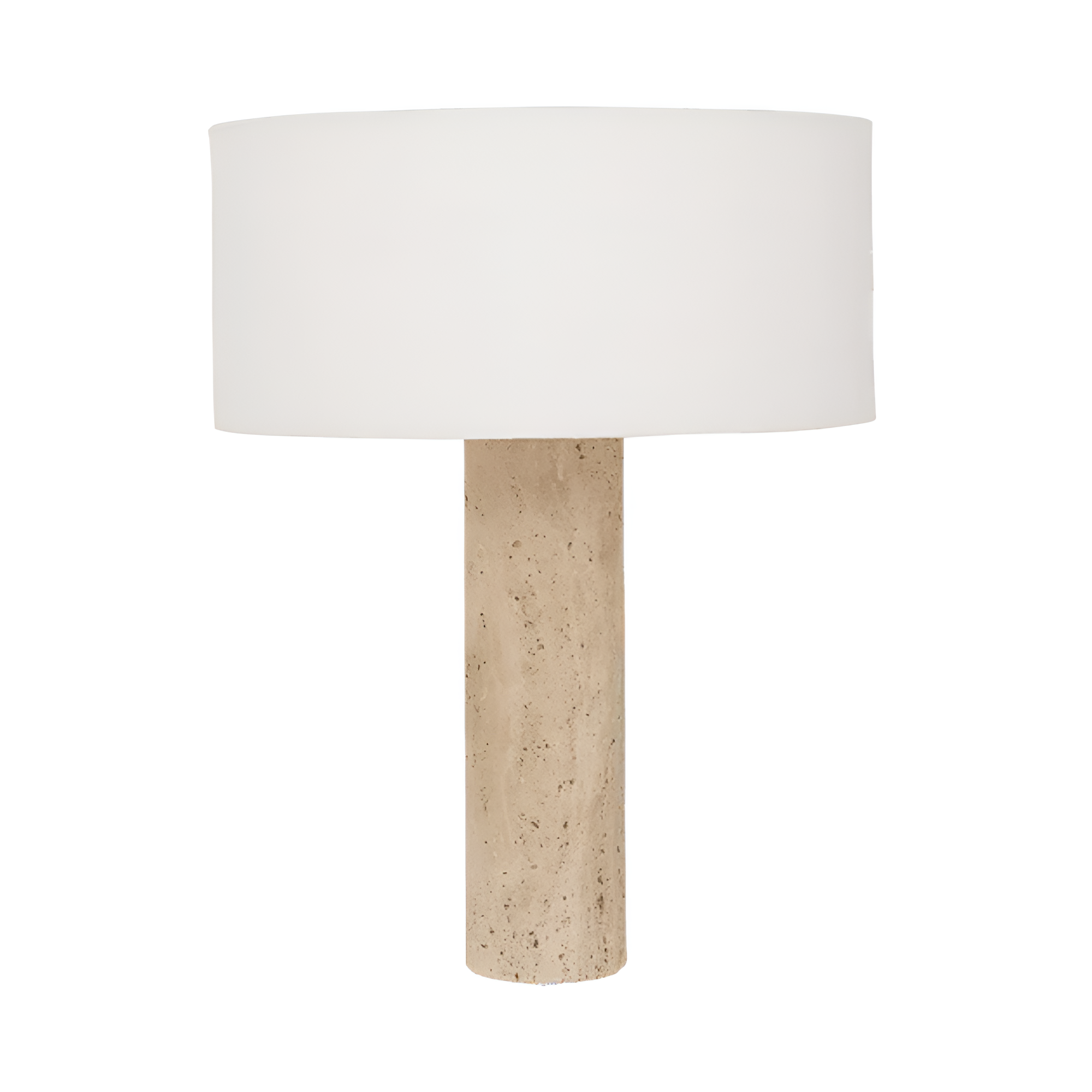 Lampa stołowa MARMO trawertyn z bawełnianym abażurem