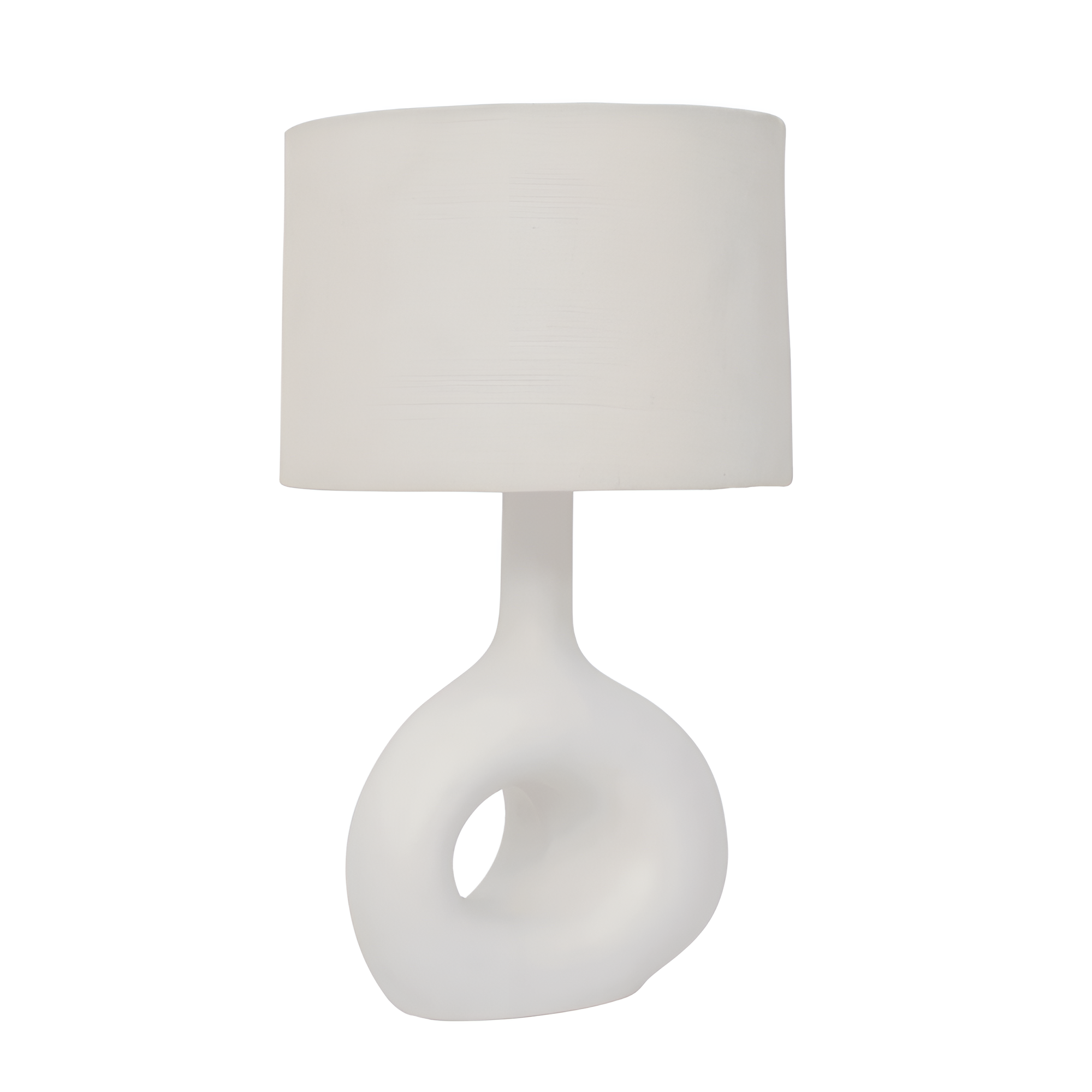 Lampa stołowa SOFT ORGANIC lniany klosz z ceramiczną podstawą