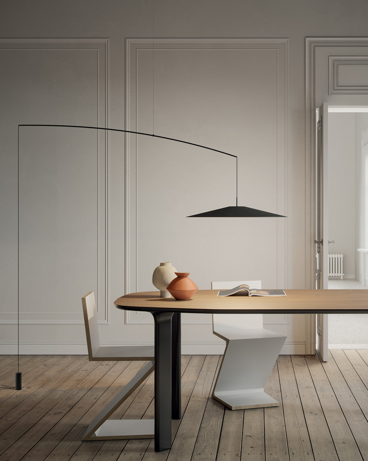 Suspended floor lamp black kiné